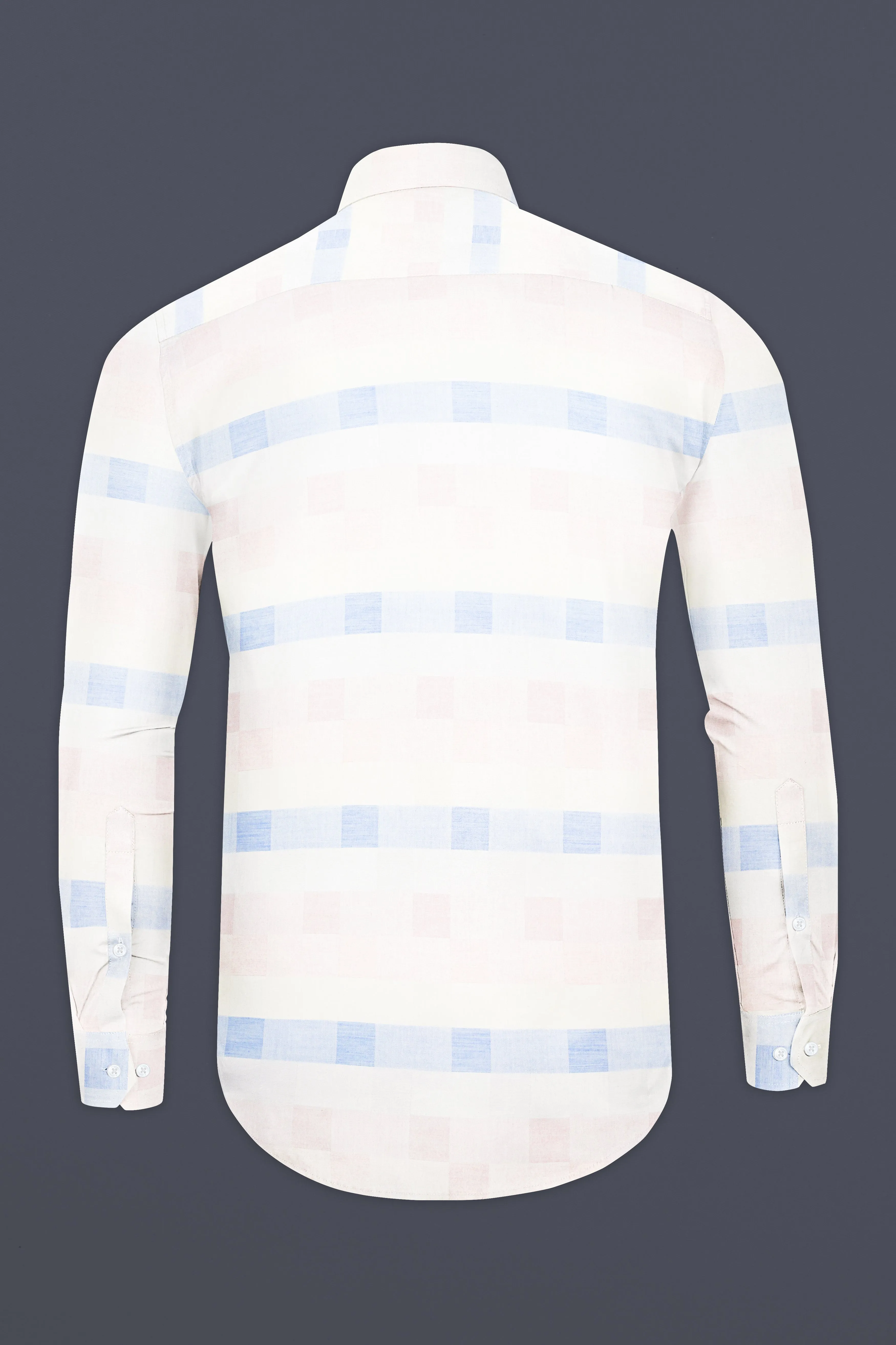 Blushwave-Lace Pink And Casper Blue Jacquard Textured Premium Cotton Shirt sold by French Crown product image thumbnail 5