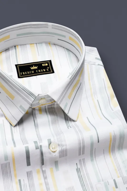 Golden Glow-Bright White And Harvest Yellow Printed Subtle Sheen Super Soft Premium Cotton Shirt sold by French Crown