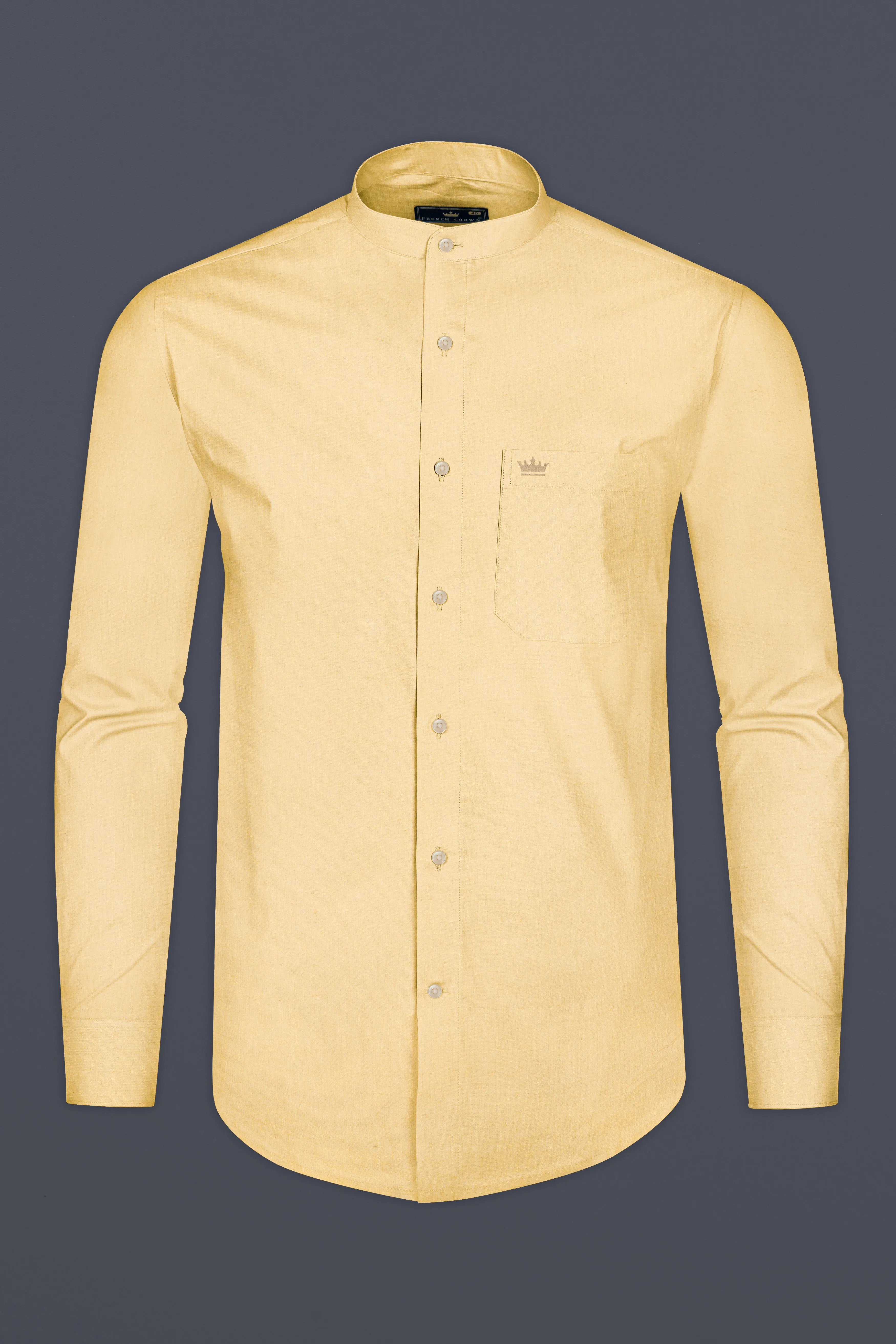 Peanut Yellow Luxurious Linen Shirt sold by French Crown product image thumbnail 4