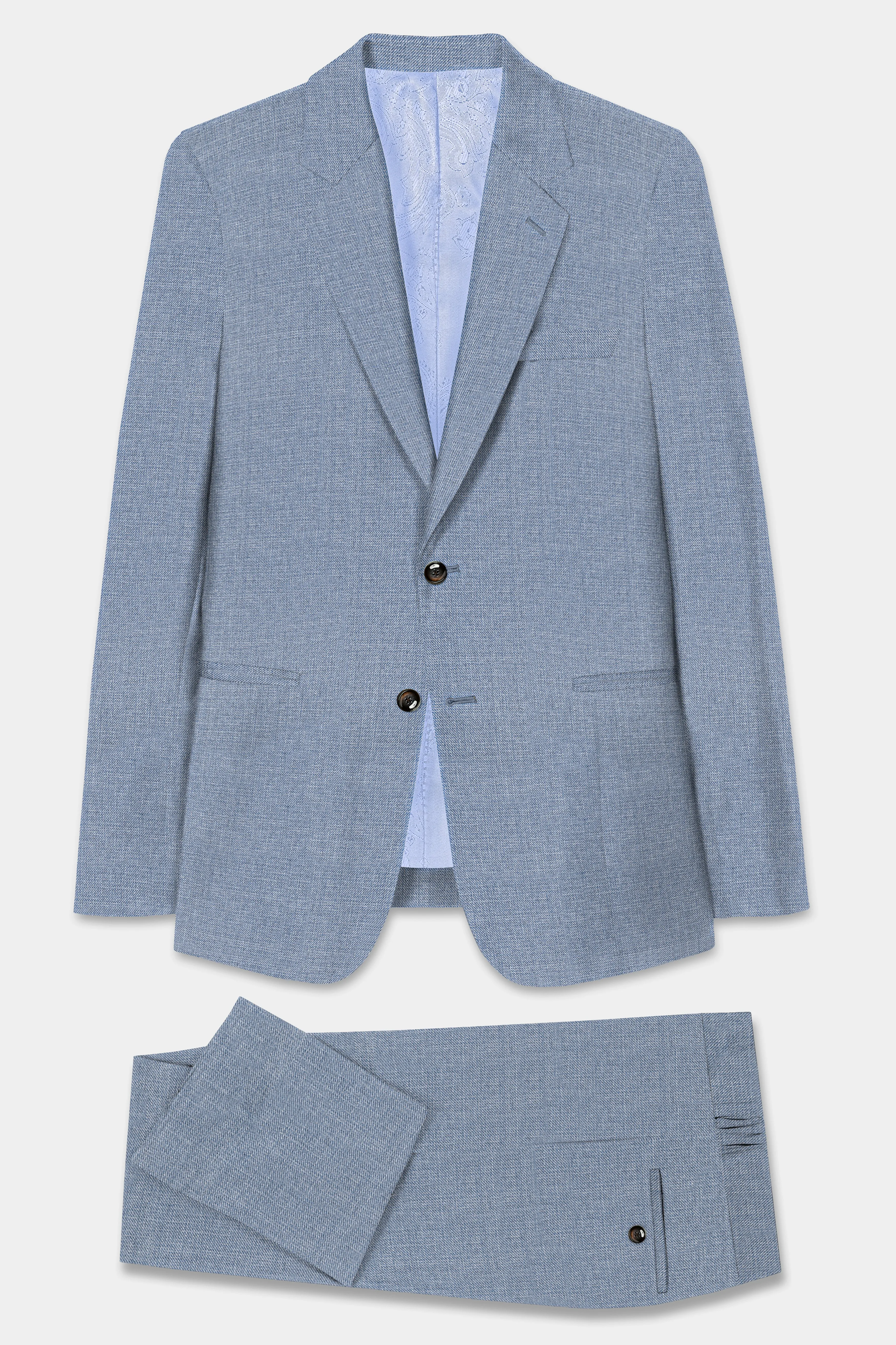 Bluish Wool Rich Single Breasted Suit sold by French Crown product image thumbnail 2