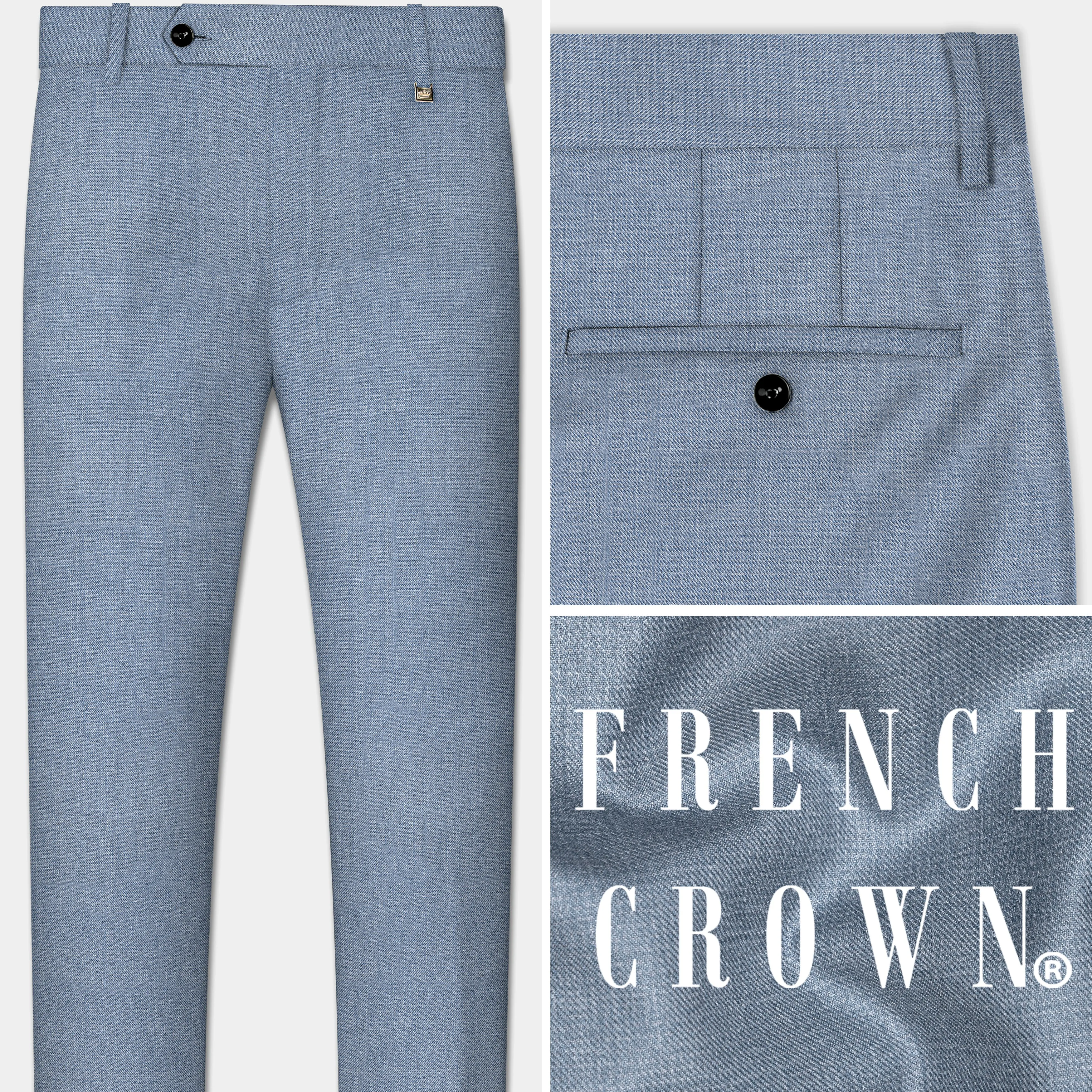 Bluish Wool Rich Pant sold by French Crown