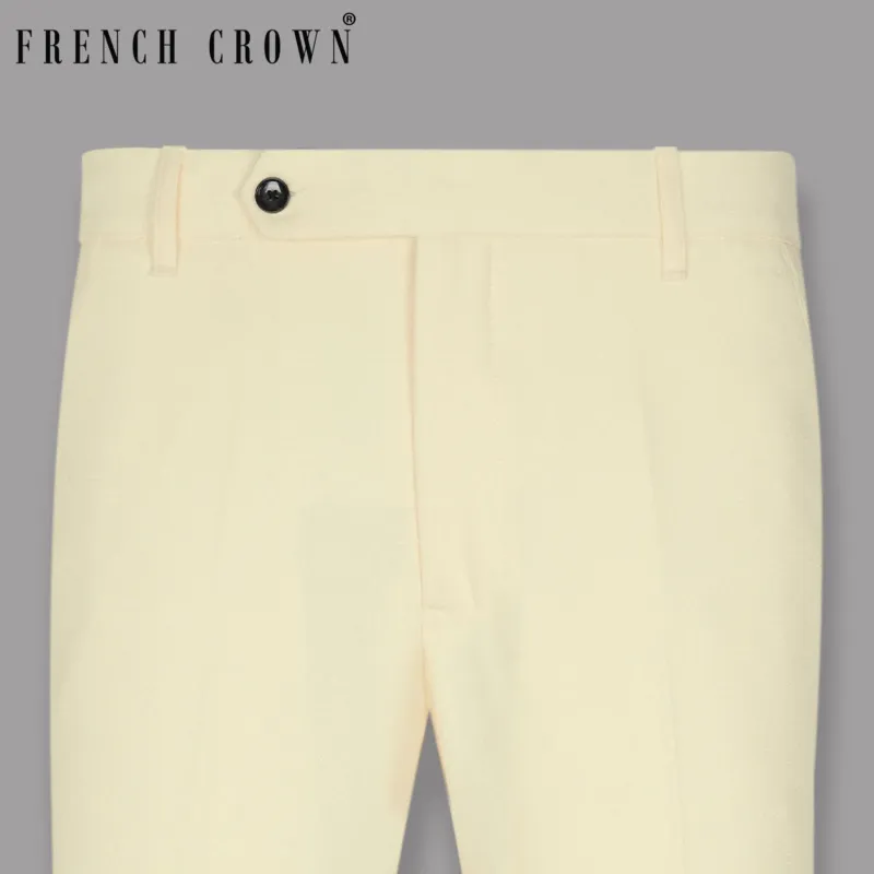 Cream Wool Blend Pant made by French Crown