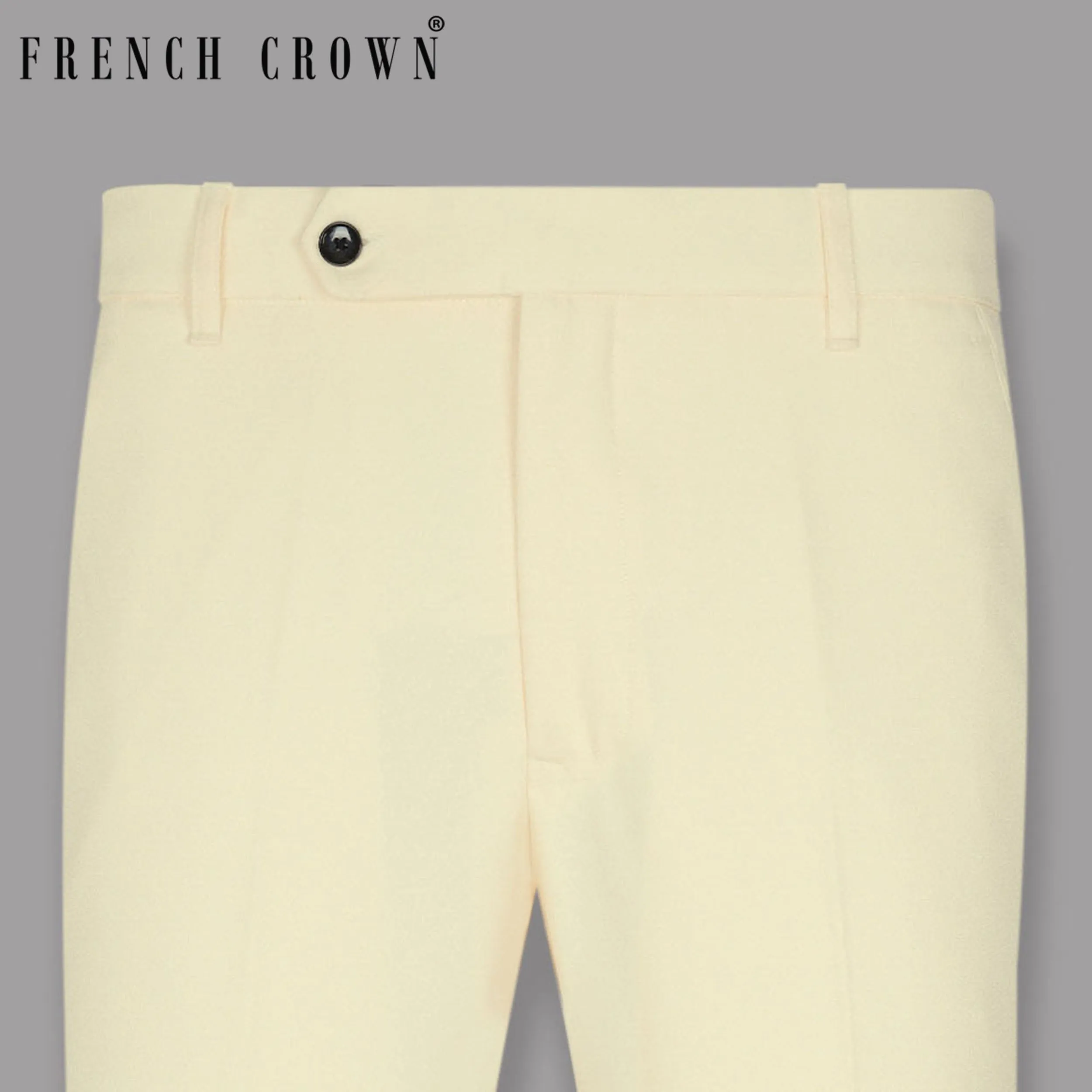Cream Wool Blend Pant sold by French Crown