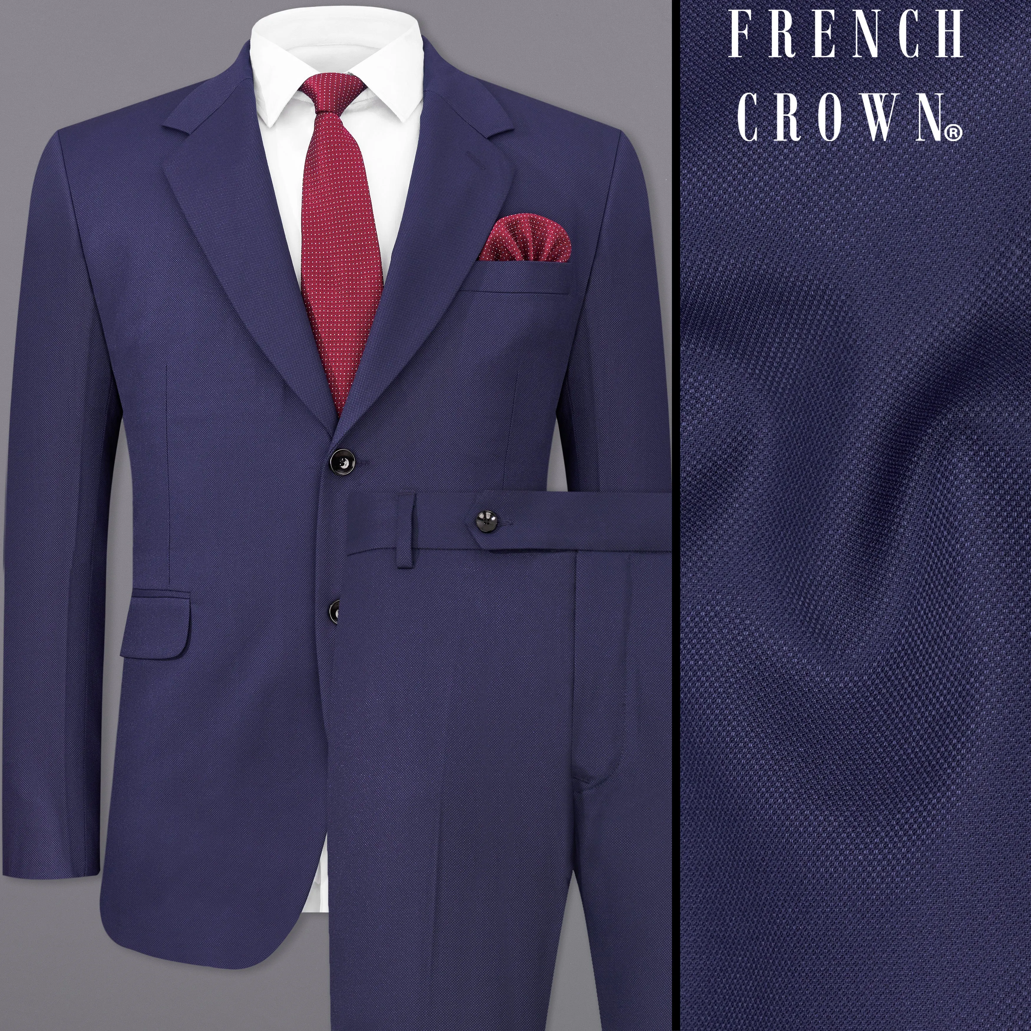 Ebony Clay Blue Single Breasted Suit sold by French Crown