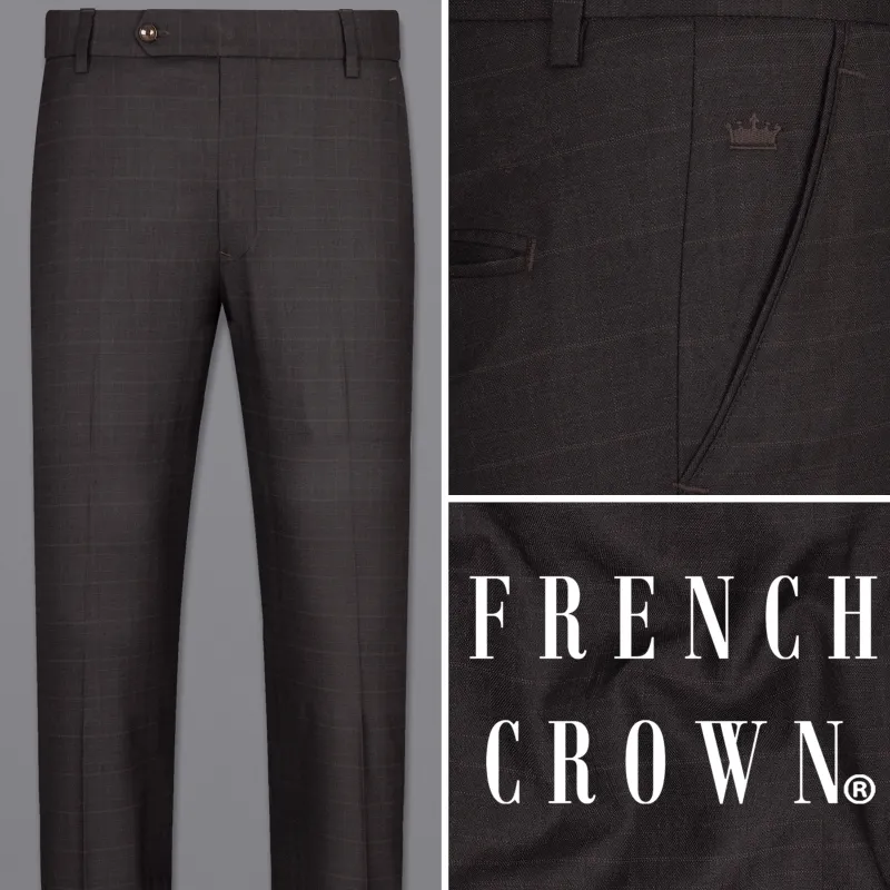 Piano Brown Plaid Wool Rich Pant sold by French Crown