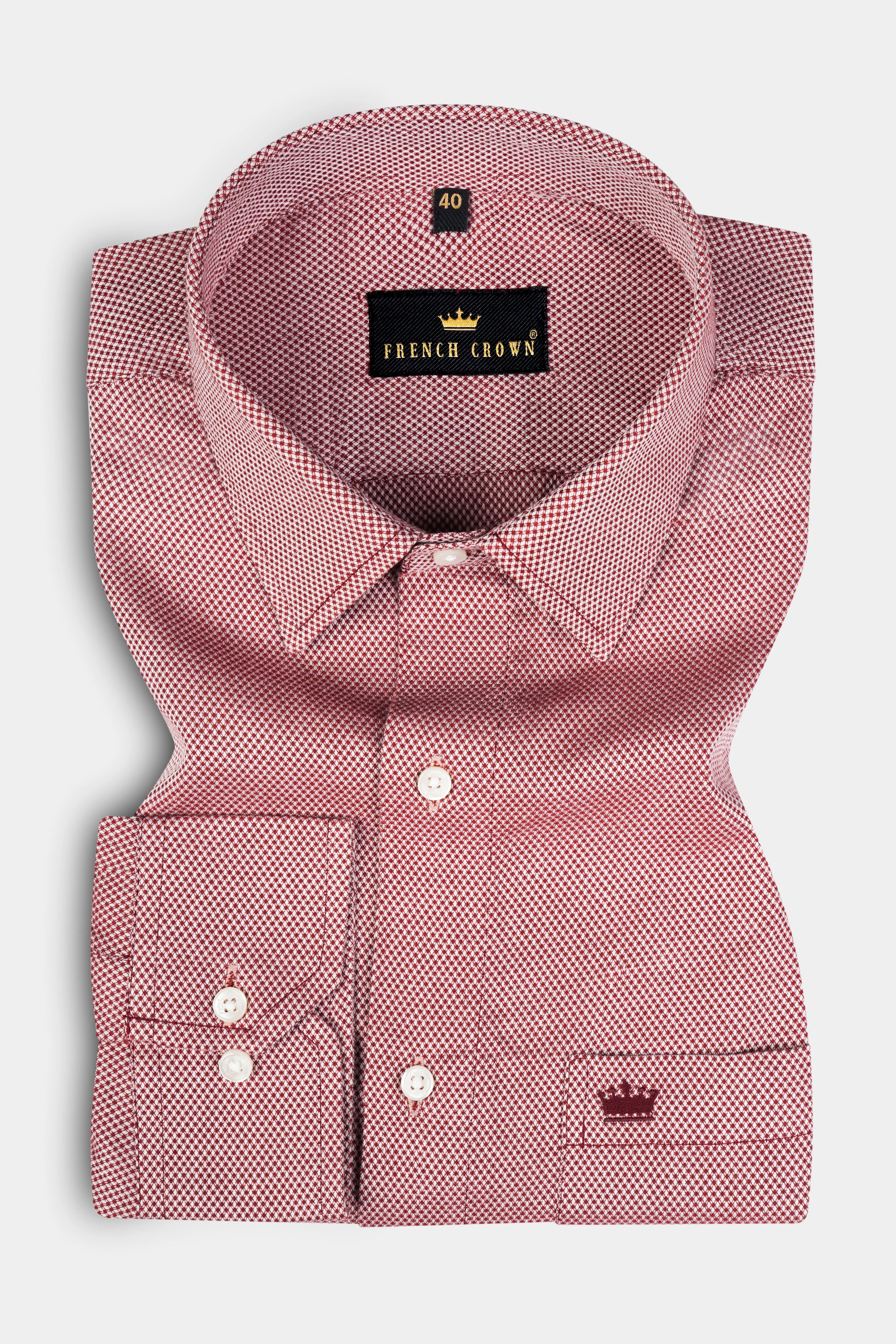 Bright White and Old Brick DNA-Like Dobby Textured Premium Giza Cotton Shirt sold by French Crown product image thumbnail 3