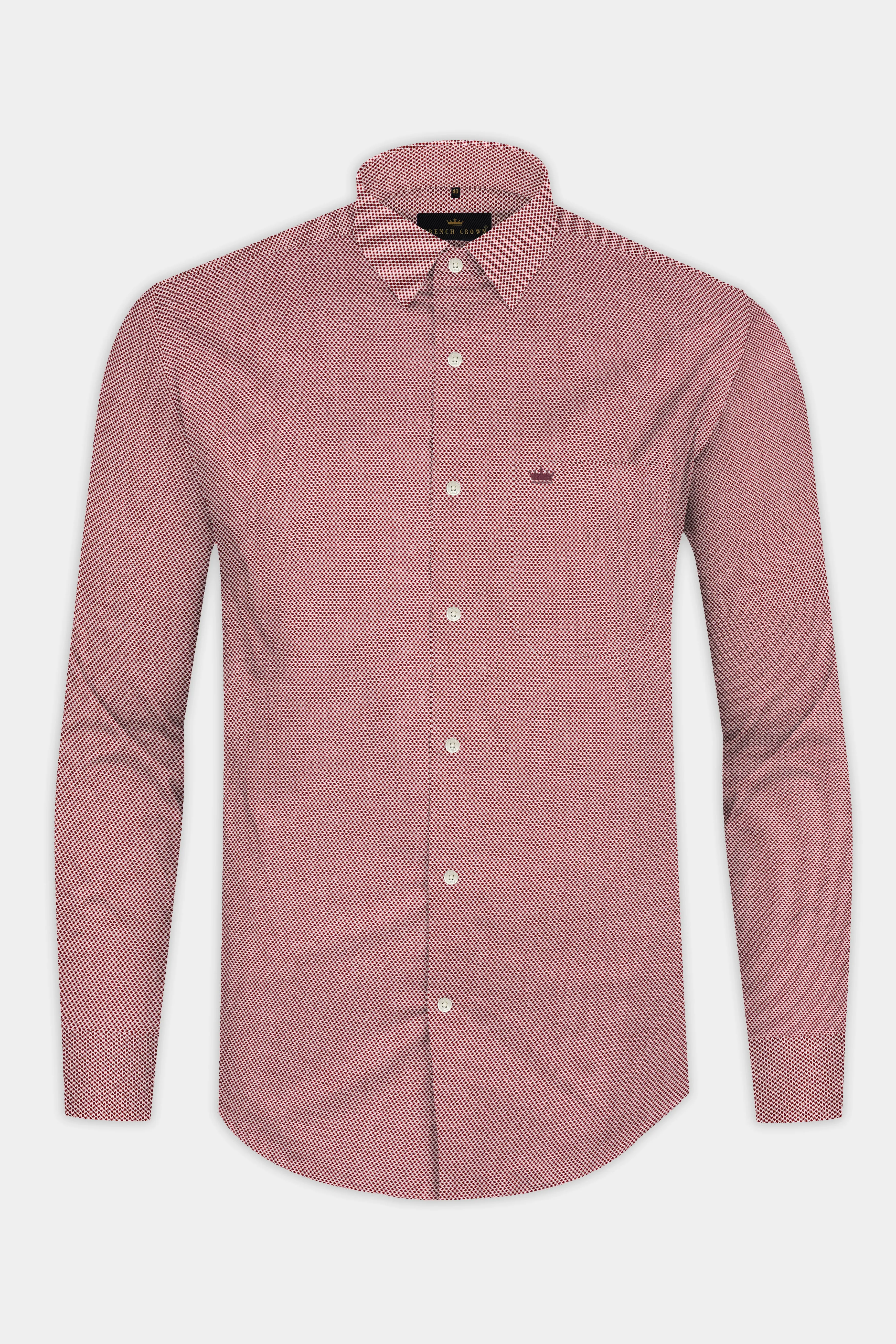 Bright White and Old Brick DNA-Like Dobby Textured Premium Giza Cotton Shirt sold by French Crown product image thumbnail 4