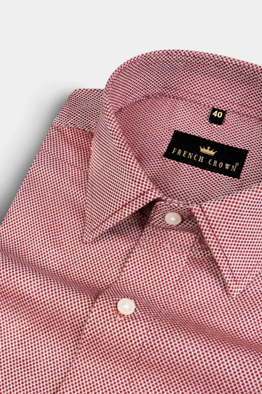 Bright White and Old Brick DNA-Like Dobby Textured Premium Giza Cotton Shirt sold by French Crown