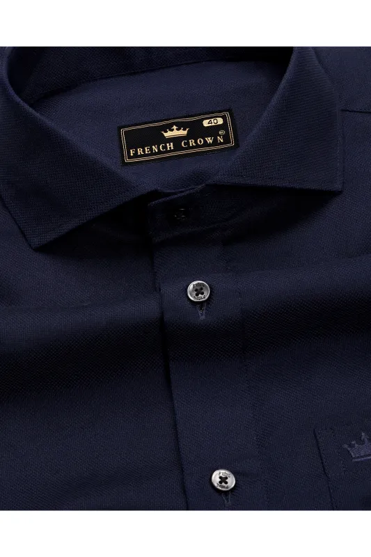 Cinder Blue Dobby Textured Premium Giza Cotton Shirt sold by French Crown