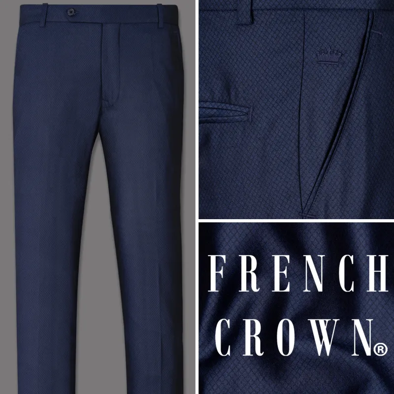 Port Gore Blue Subtle Textured Woolrich Pant sold by French Crown