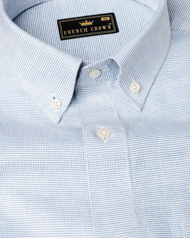 Ship Cove Blue and White Dobby Textured Premium Giza Cotton Shirt sold by French Crown