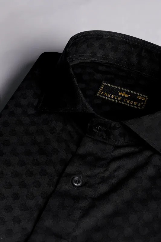 Jade Black Jacquard Textured Premium Giza Cotton Shirt sold by French Crown
