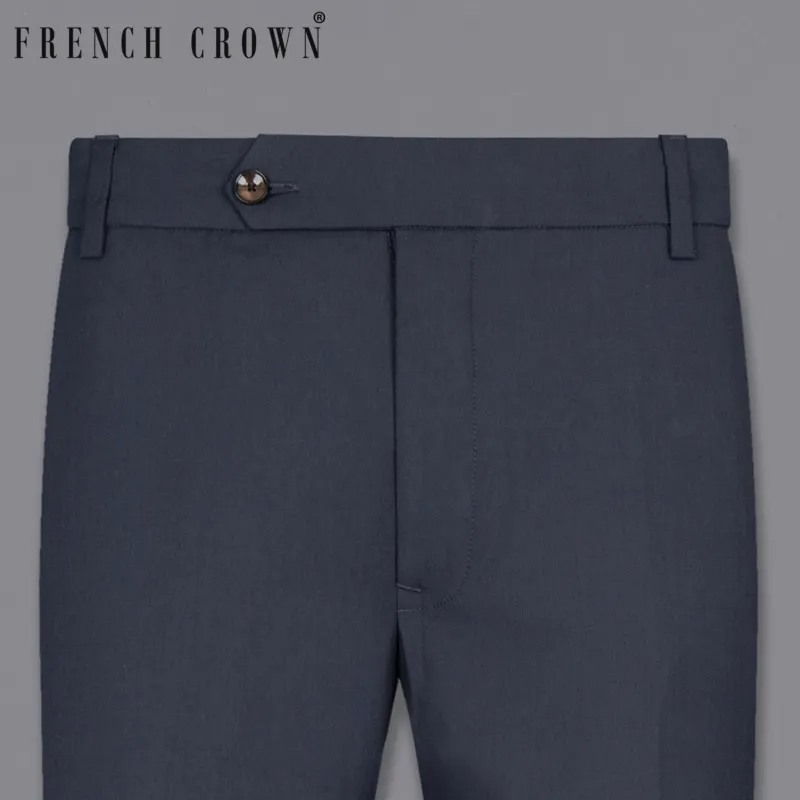 Greyish Blue Wool Rich Pant sold by French Crown