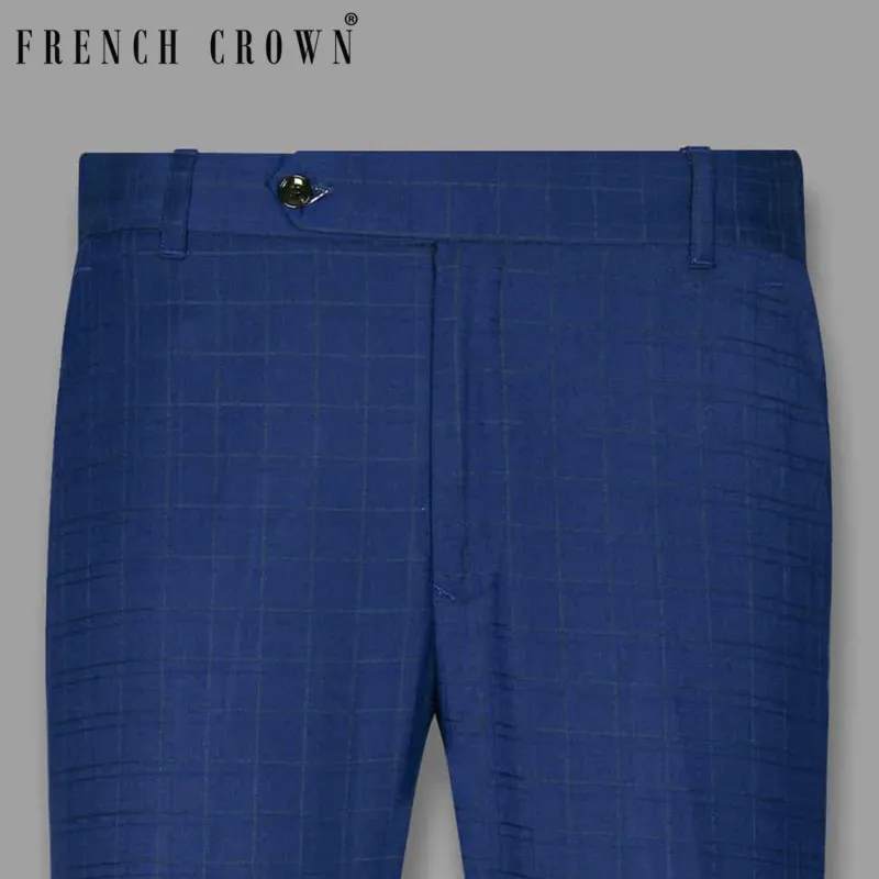 Regal blue Subtle Windowpane Formal Pant sold by French Crown