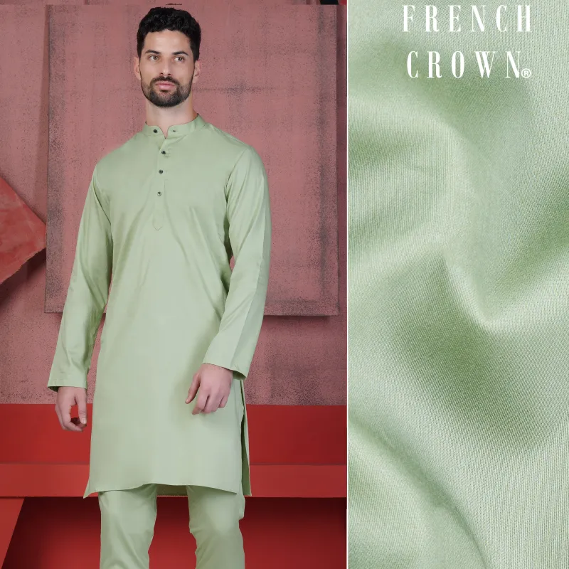 Coriander Green Subtle Sheen Super Soft Premium Cotton Kurta sold by French Crown