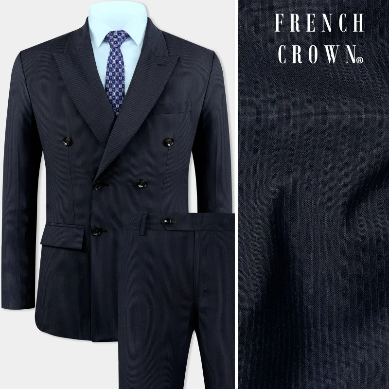 Charade Gray Wool Rich Double Breasted Suit made by French Crown