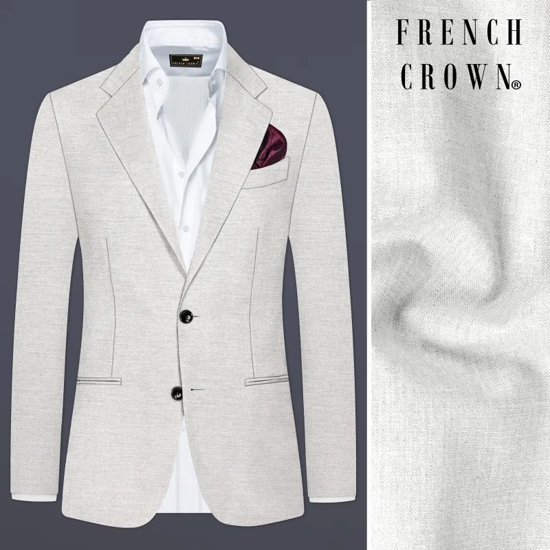 Mercury Gray Solid Wool Blend Single Breasted Blazer sold by French Crown