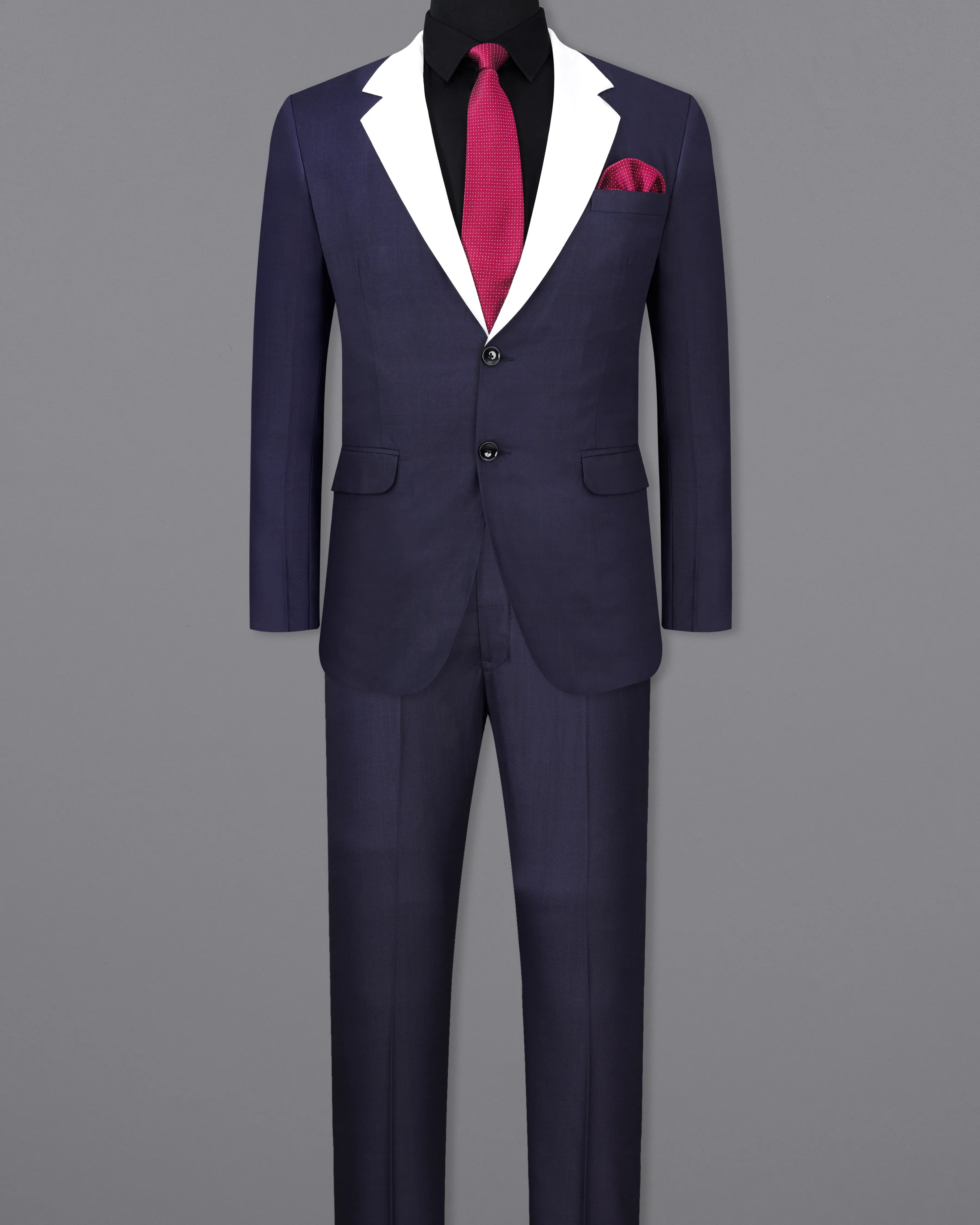 Mirage Blue with White Lapels Single Breasted Suit sold by French Crown product image thumbnail 4