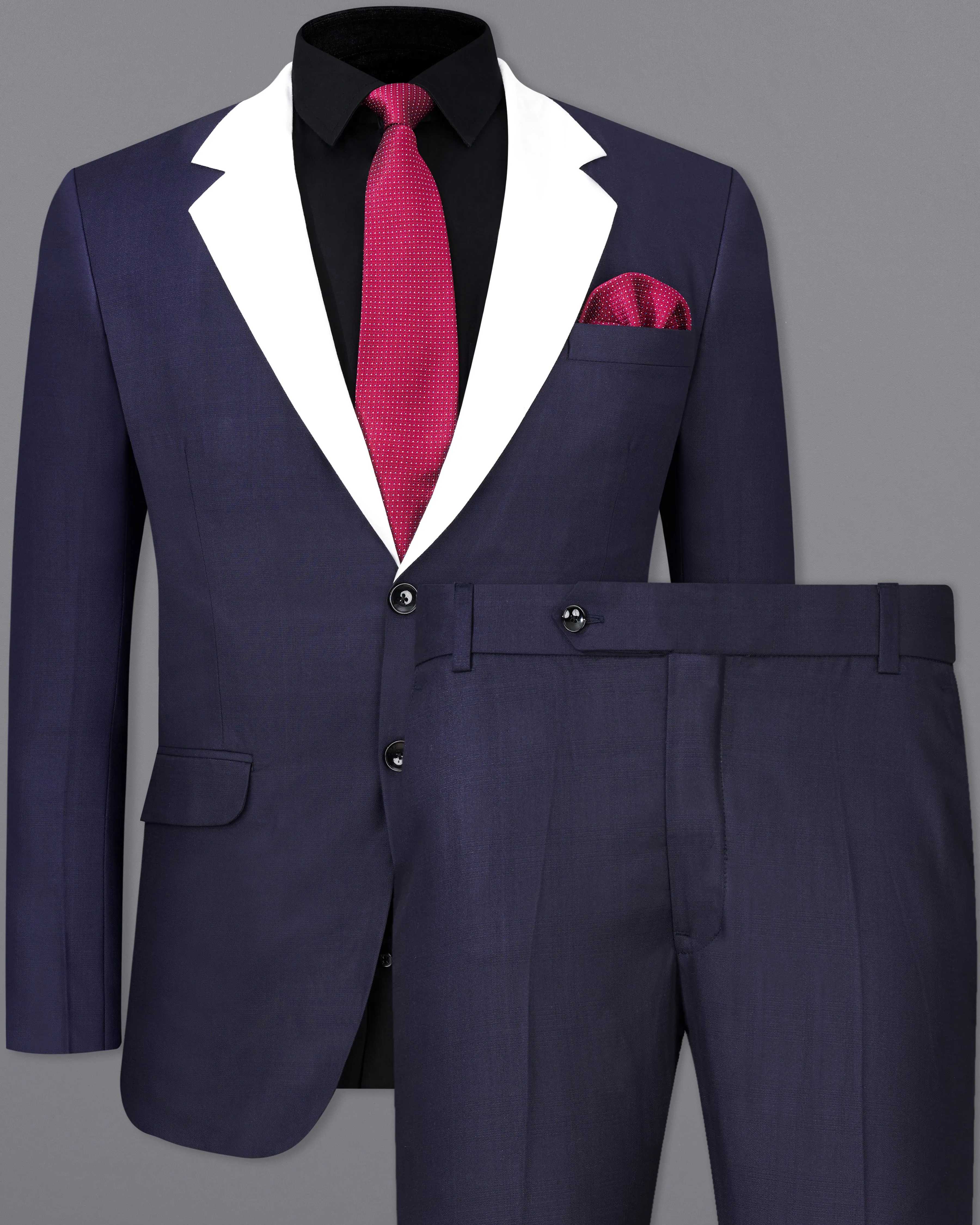 Mirage Blue with White Lapels Single Breasted Suit sold by French Crown product image thumbnail 2
