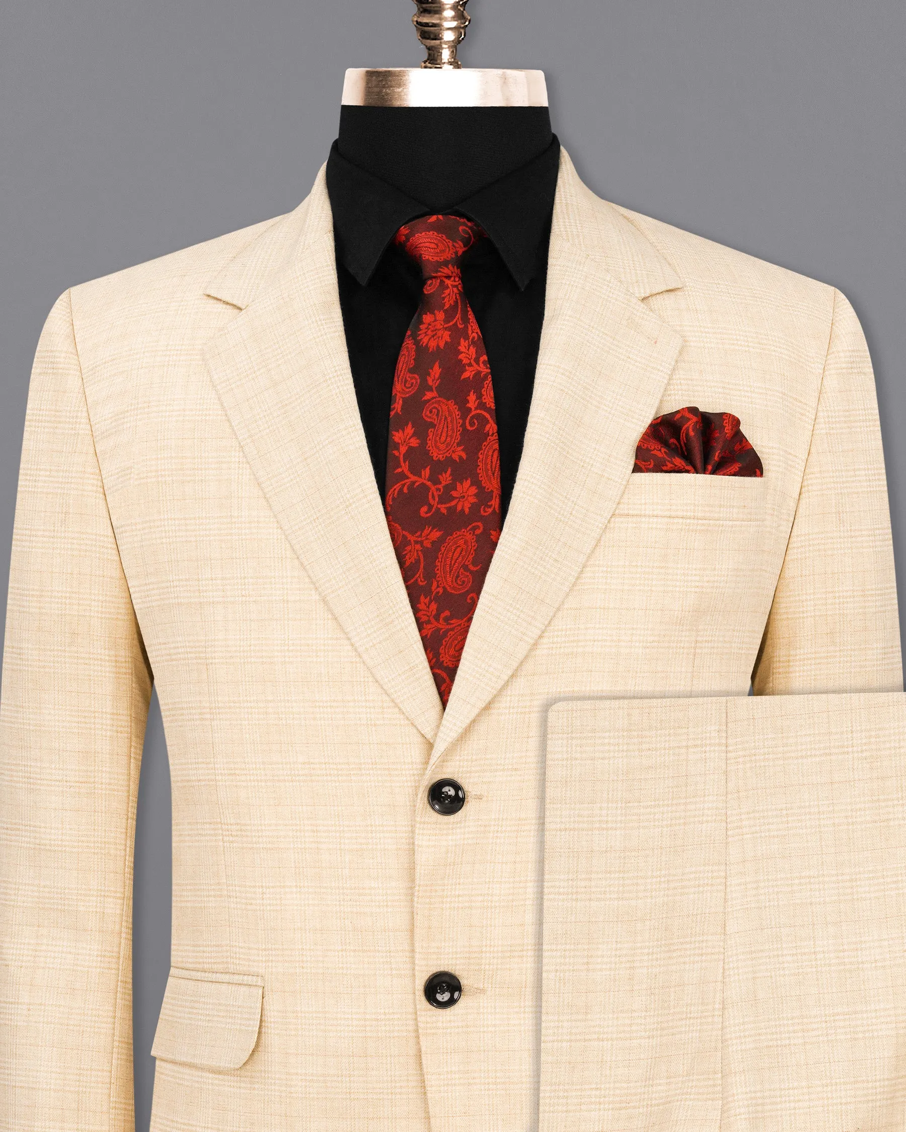 Light Apricot Brown Subtle Plaid Suit sold by French Crown product image thumbnail 2