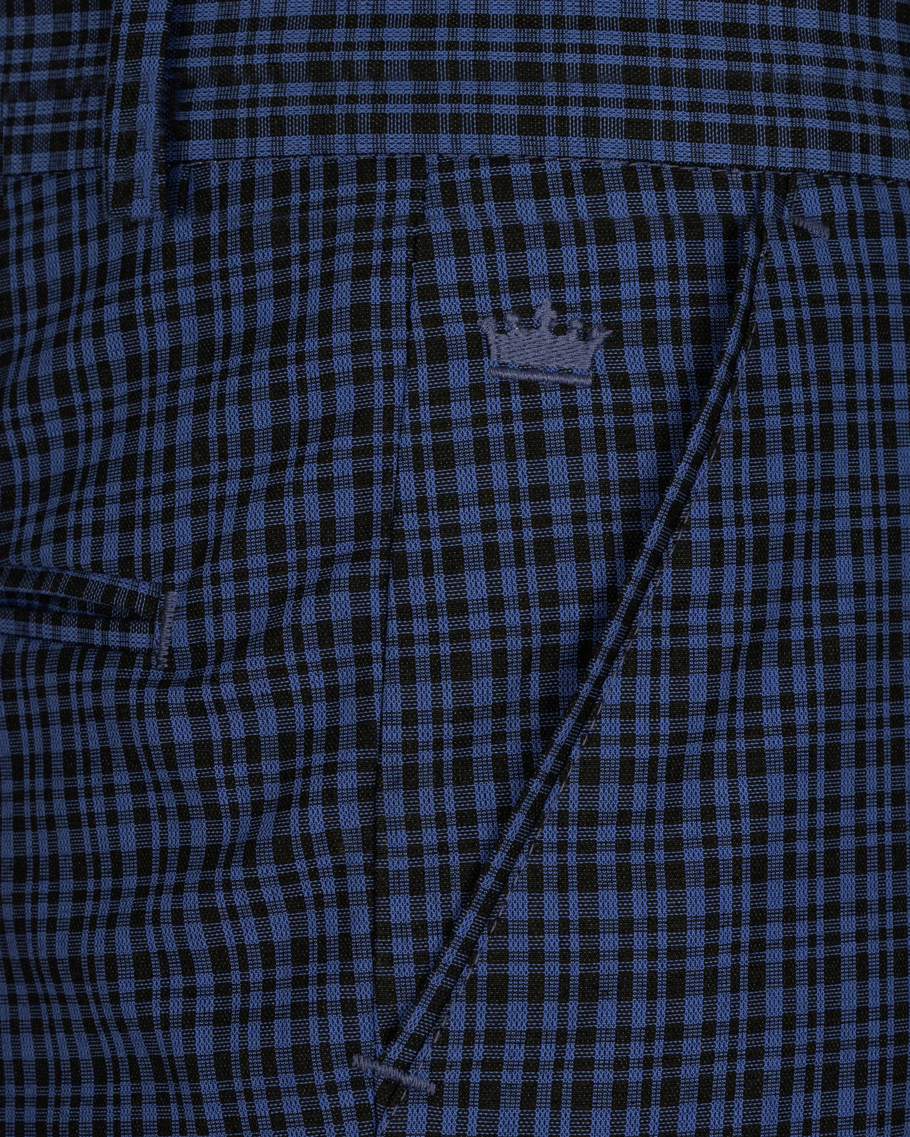 Chambray Blue and Jade Black Gingham Premium Cotton Pant sold by French Crown product image thumbnail 5