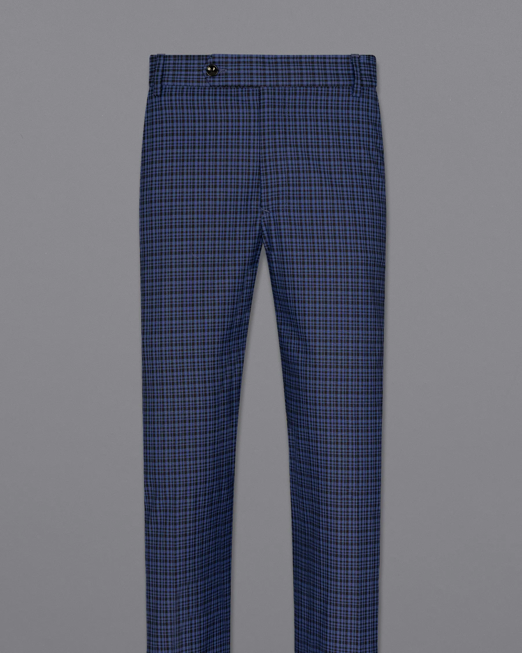 Chambray Blue and Jade Black Gingham Premium Cotton Pant sold by French Crown product image thumbnail 4