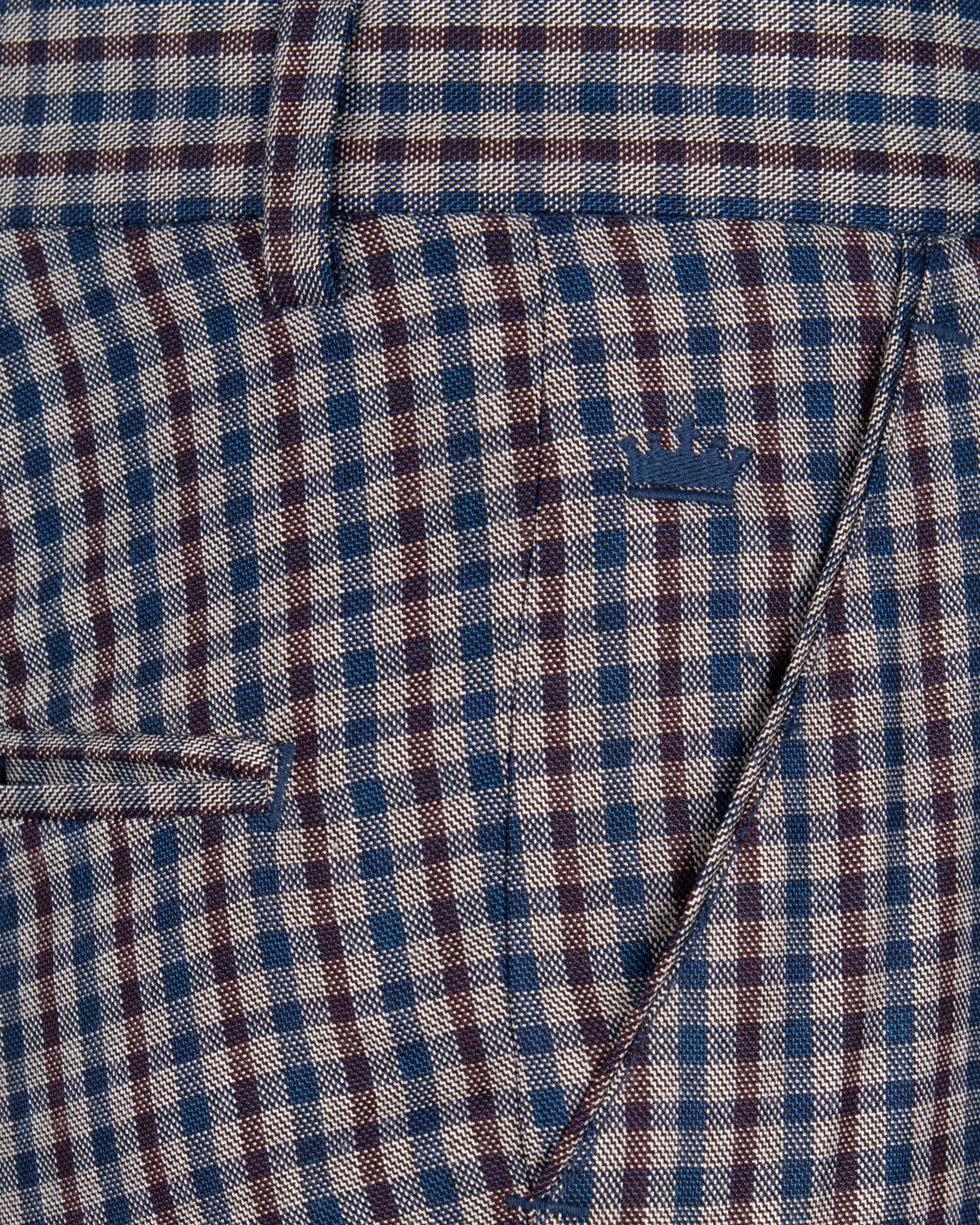 Brown with Blue Gingham wool rich Pant sold by French Crown product image thumbnail 5