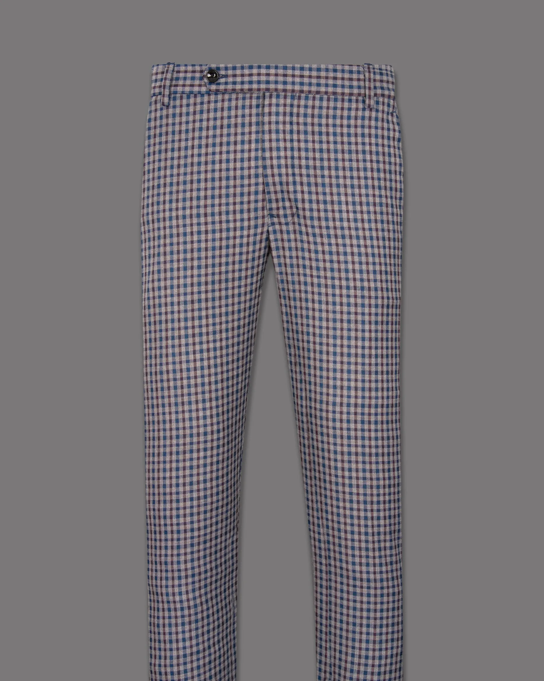 Brown with Blue Gingham wool rich Pant sold by French Crown product image thumbnail 4