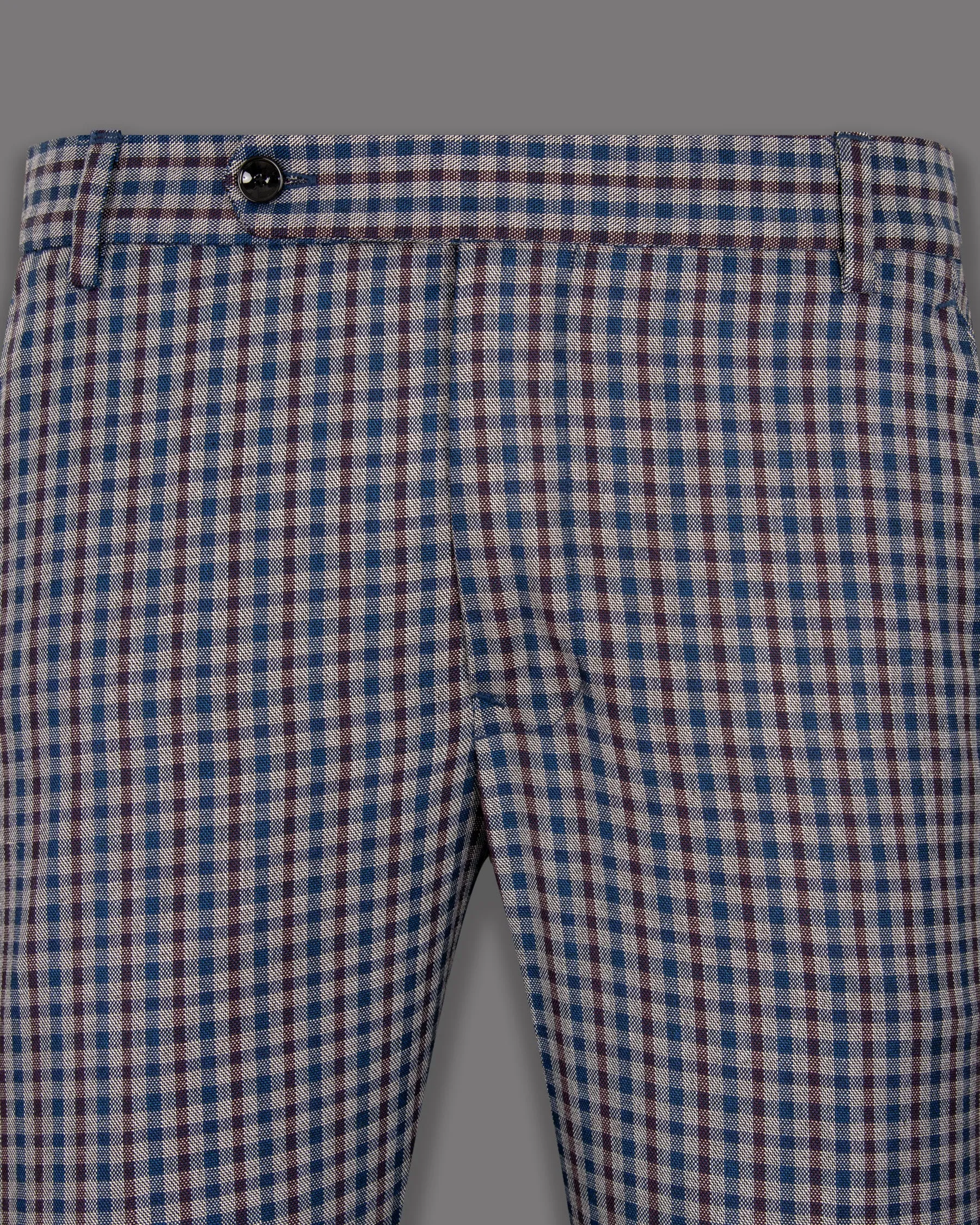 Brown with Blue Gingham wool rich Pant sold by French Crown product image thumbnail 2