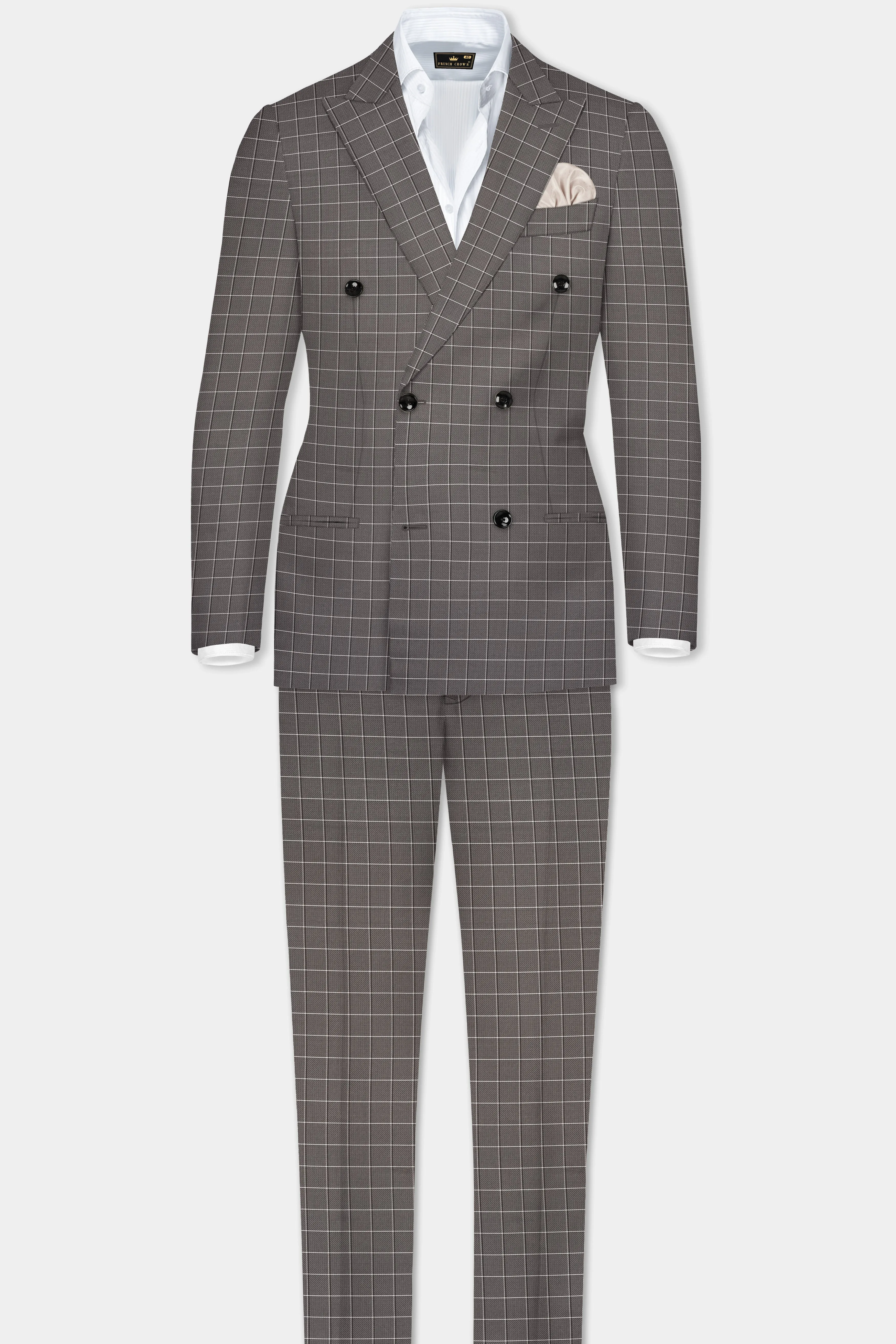Friar Gray Plaid Wool Rich Double Breasted Suit sold by French Crown product image thumbnail 4