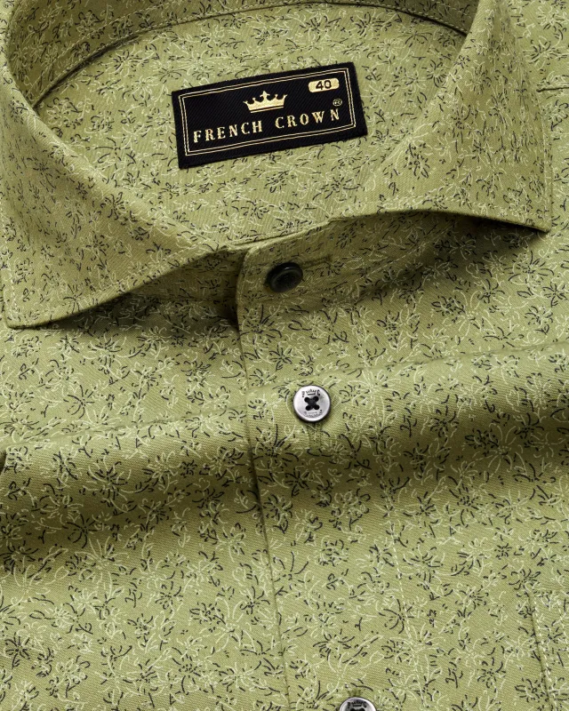 Muesli Green Ditsy Printed Premium Cotton Shirt sold by French Crown