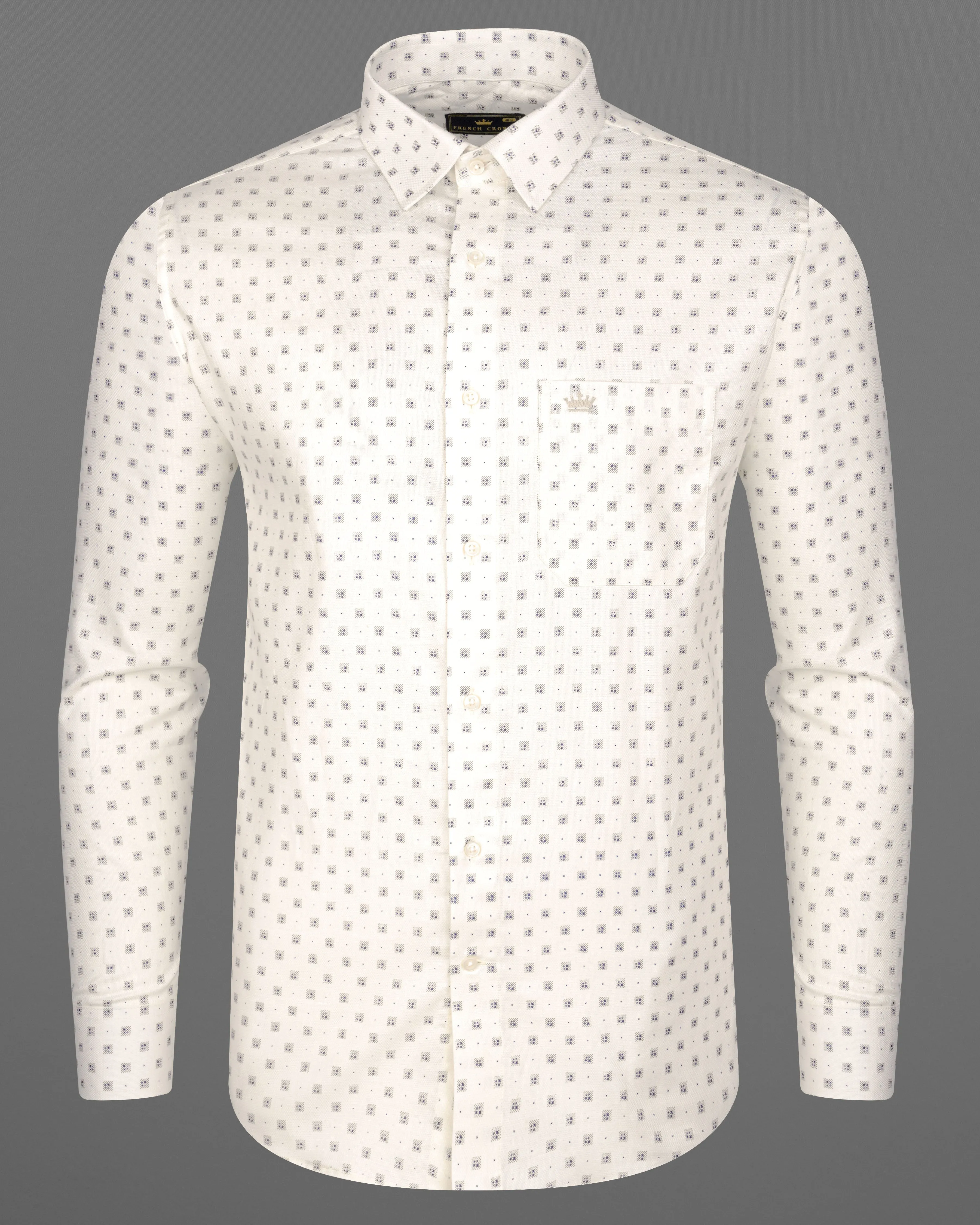 Fantasy Off White with Martini Gray Dobby Textured Premium Giza Cotton Shirt sold by French Crown product image thumbnail 5