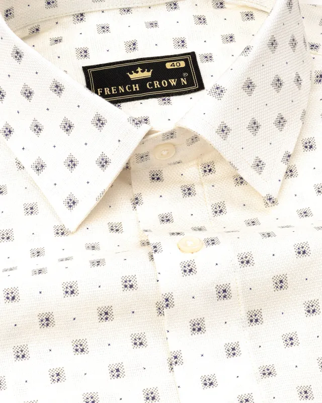 Fantasy Off White with Martini Gray Dobby Textured Premium Giza Cotton Shirt sold by French Crown