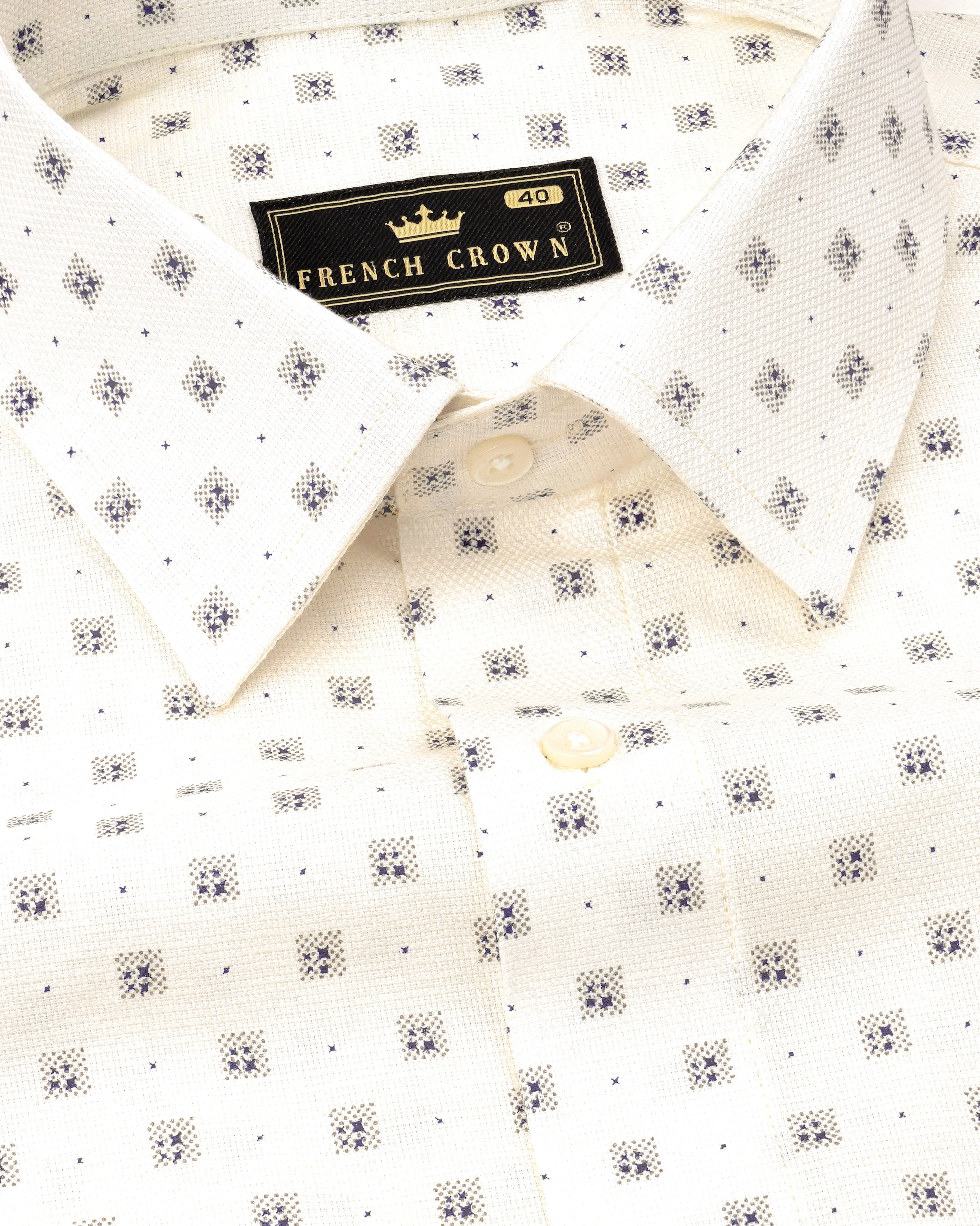 Fantasy Off White with Martini Gray Dobby Textured Premium Giza Cotton Shirt sold by French Crown