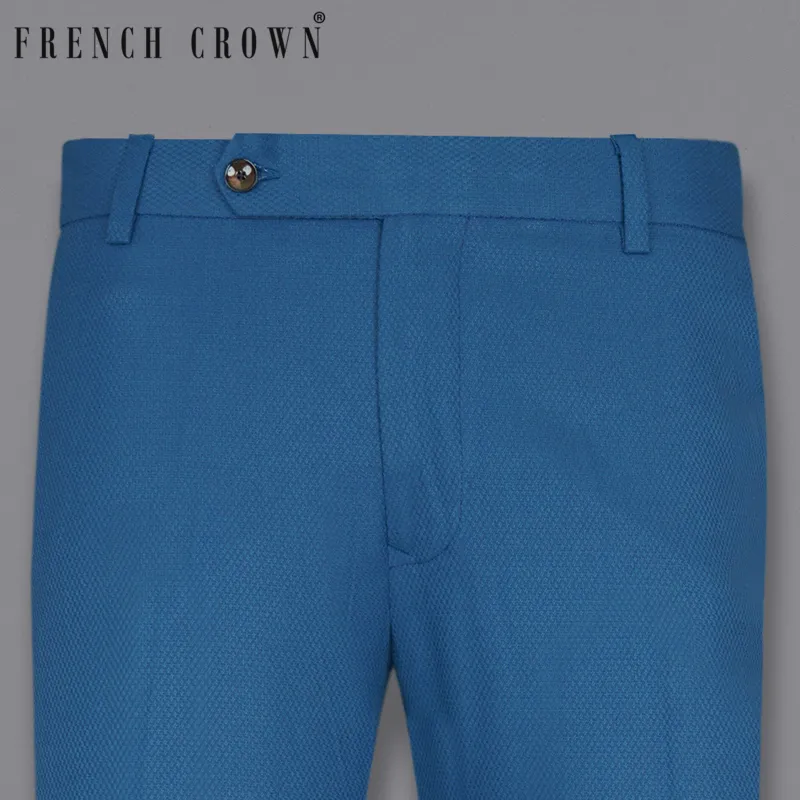 Orient Blue Diamond Textured Woolrich Pant sold by French Crown
