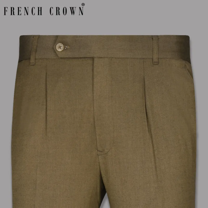 Fawn Brown Wool Rich Formal Pant sold by French Crown