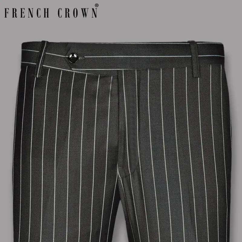 Charcoal Striped Wool Pant sold by French Crown