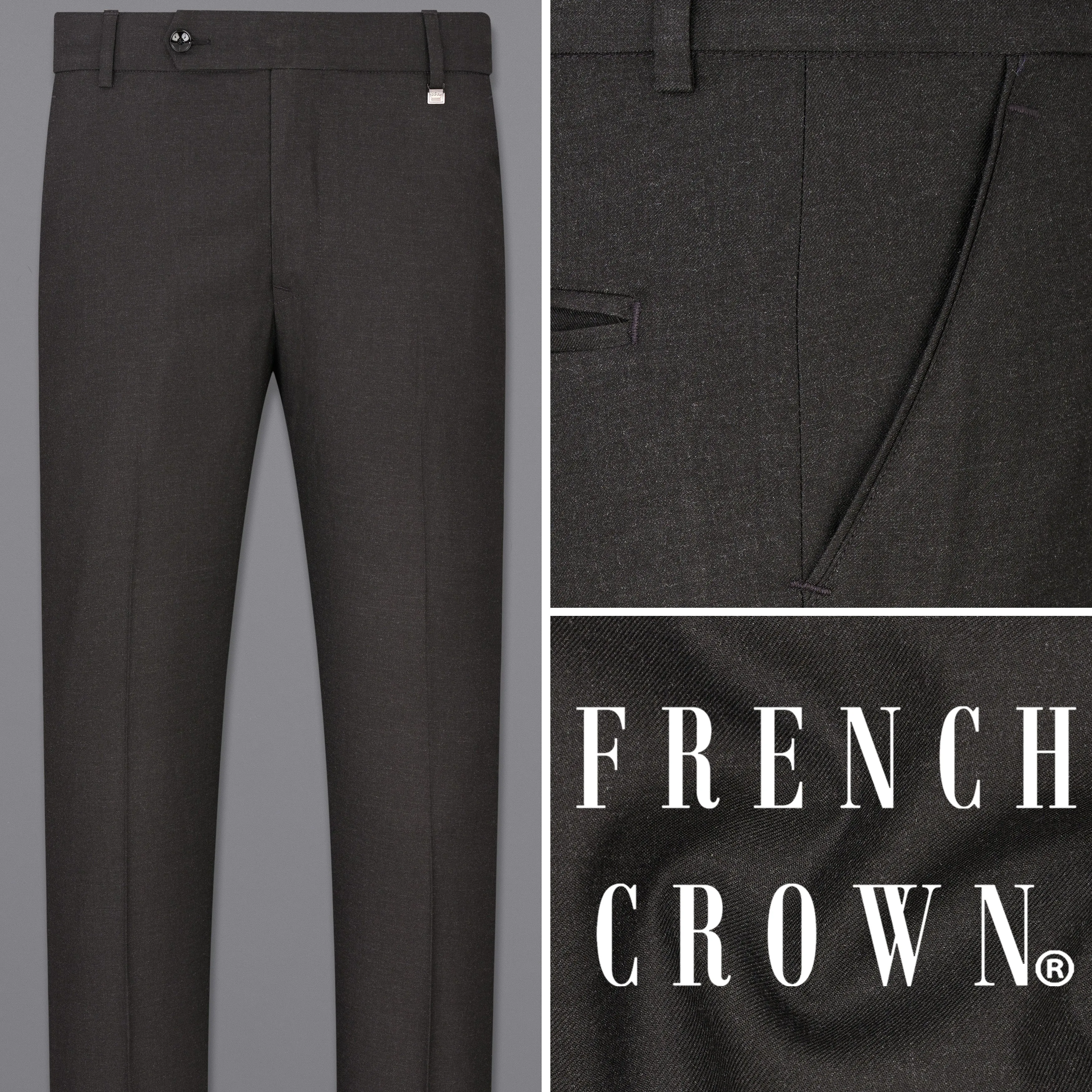 Mine Shaft Gray Wool Rich Designer Pant sold by French Crown