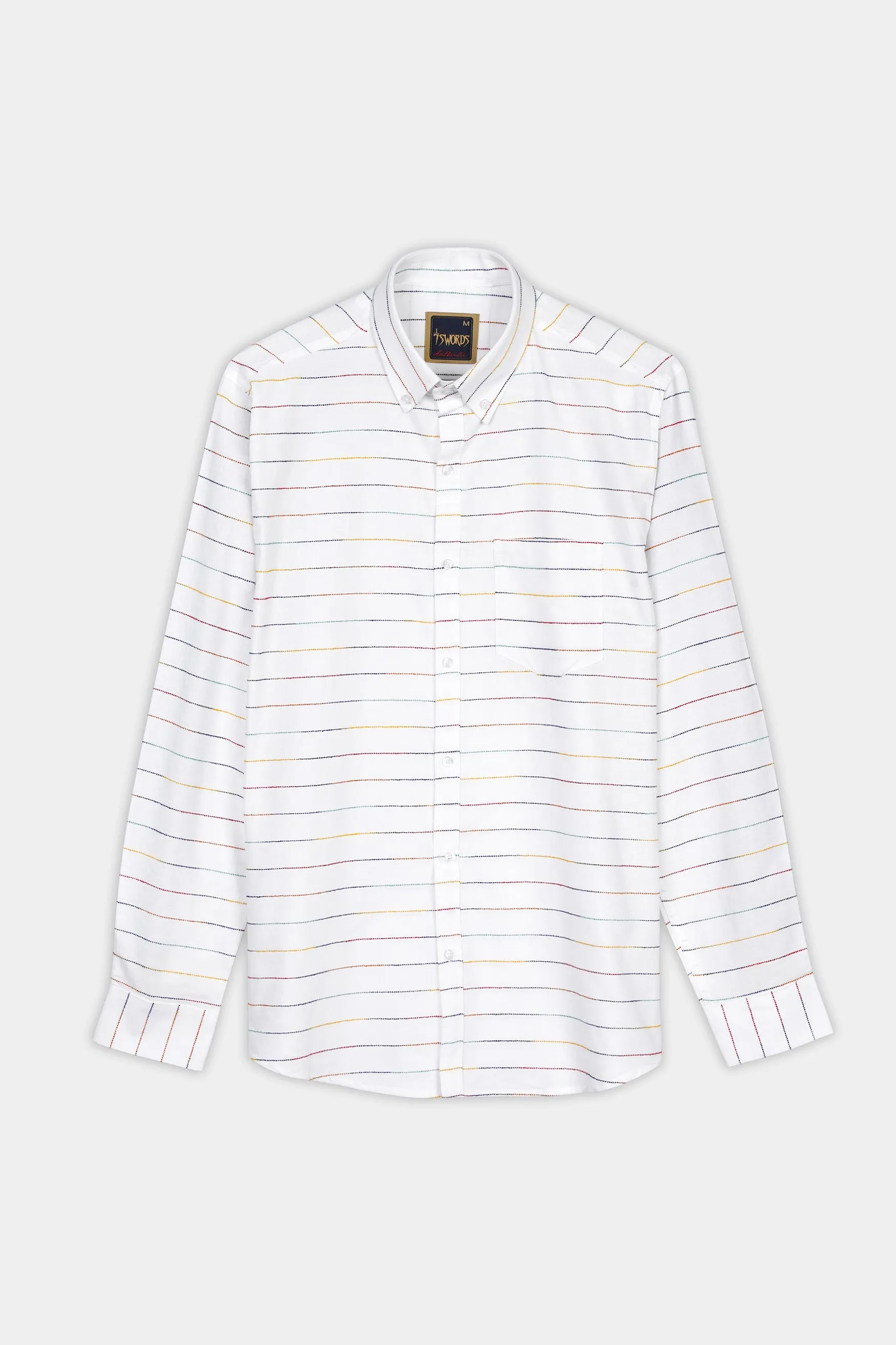 7swords-Bright White Multicolour Striped Premium Cotton Shirt sold by French Crown product image thumbnail 5