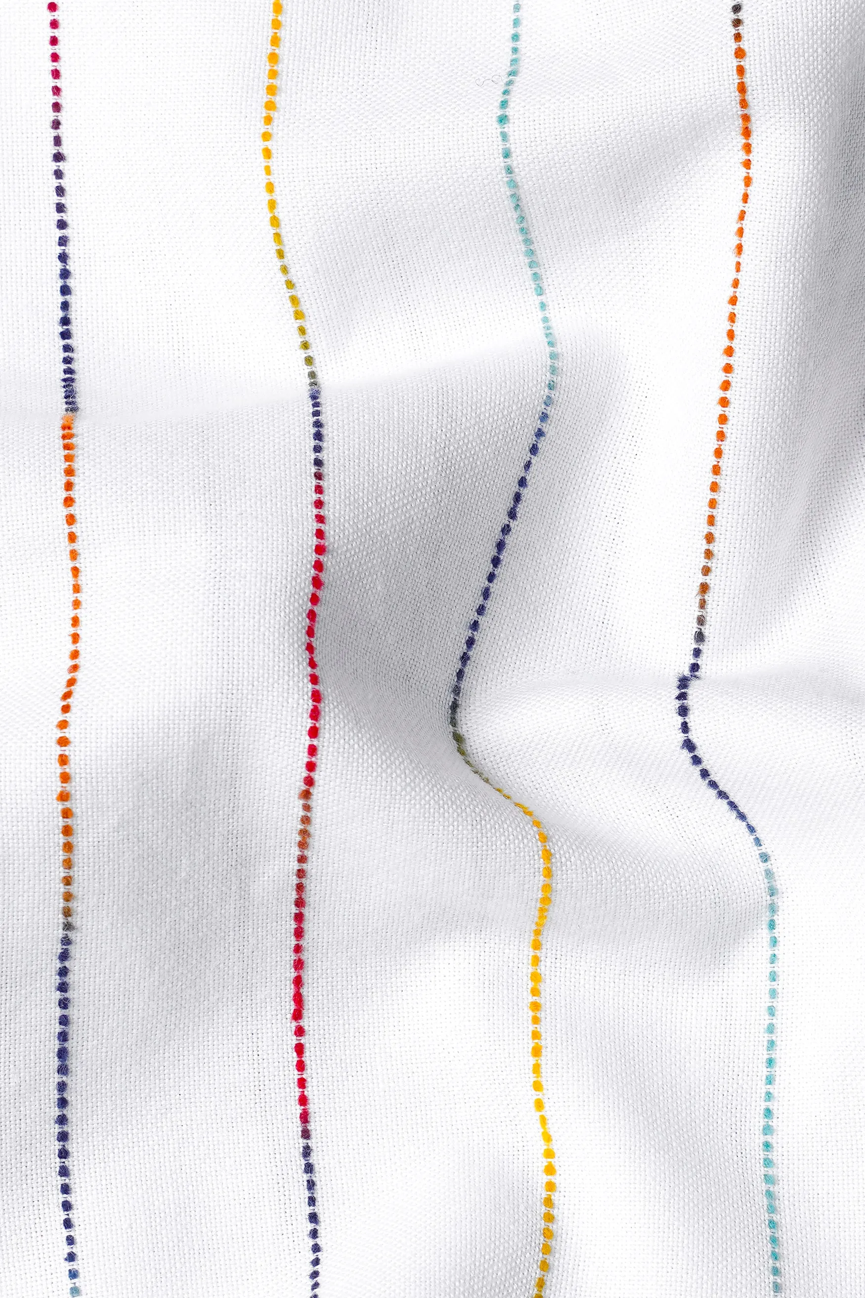 7swords-Bright White Multicolour Striped Premium Cotton Shirt sold by French Crown product image thumbnail 2