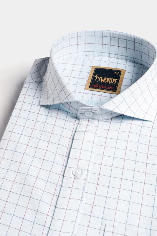 7swords-Bright White Multicolour Checkered Premium Cotton Shirt sold by French Crown