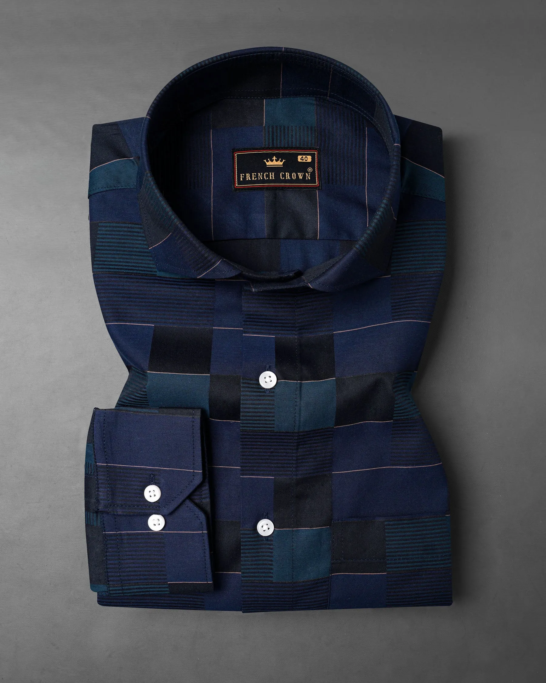 Bleached Blue and Cloud Burst Blue Dobby Textured Premium Giza Cotton Shirt sold by French Crown product image thumbnail 3