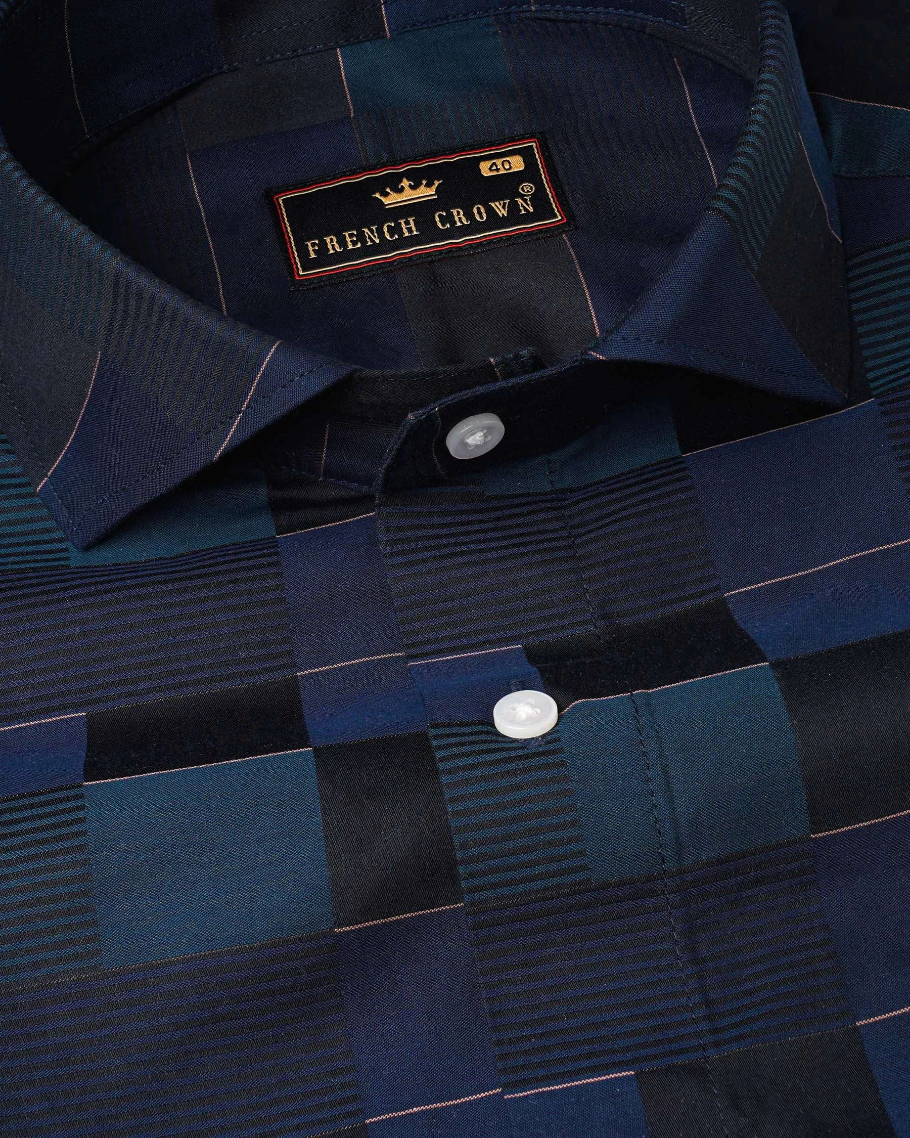 Bleached Blue and Cloud Burst Blue Dobby Textured Premium Giza Cotton Shirt sold by French Crown