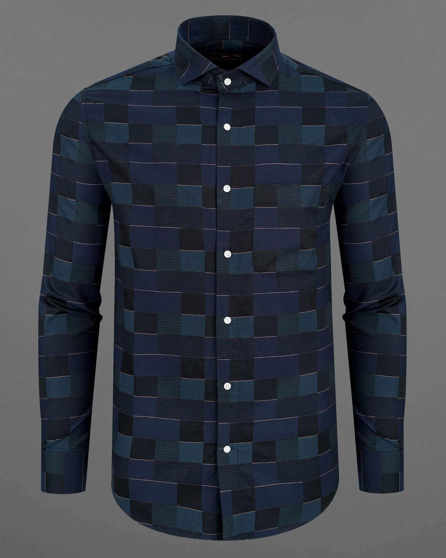 Bleached Blue and Cloud Burst Blue Dobby Textured Premium Giza Cotton Shirt sold by French Crown product image thumbnail 5