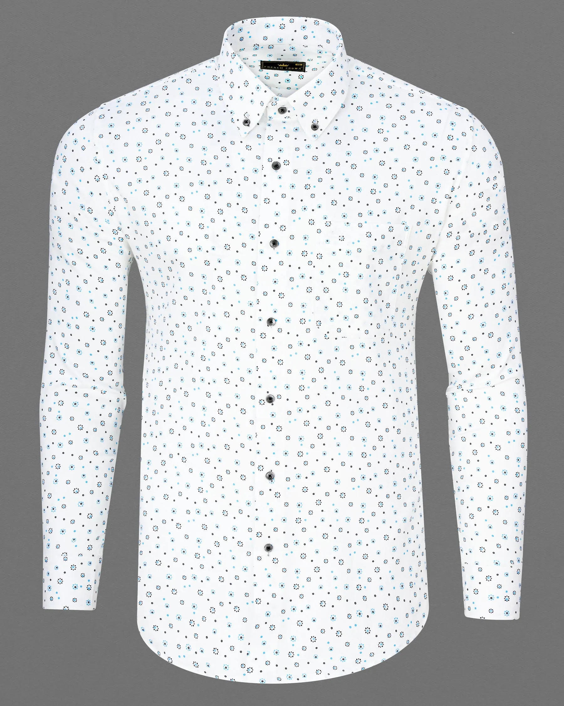 Bright White Dobby Textured Premium Giza Cotton Shirt sold by French Crown product image thumbnail 5