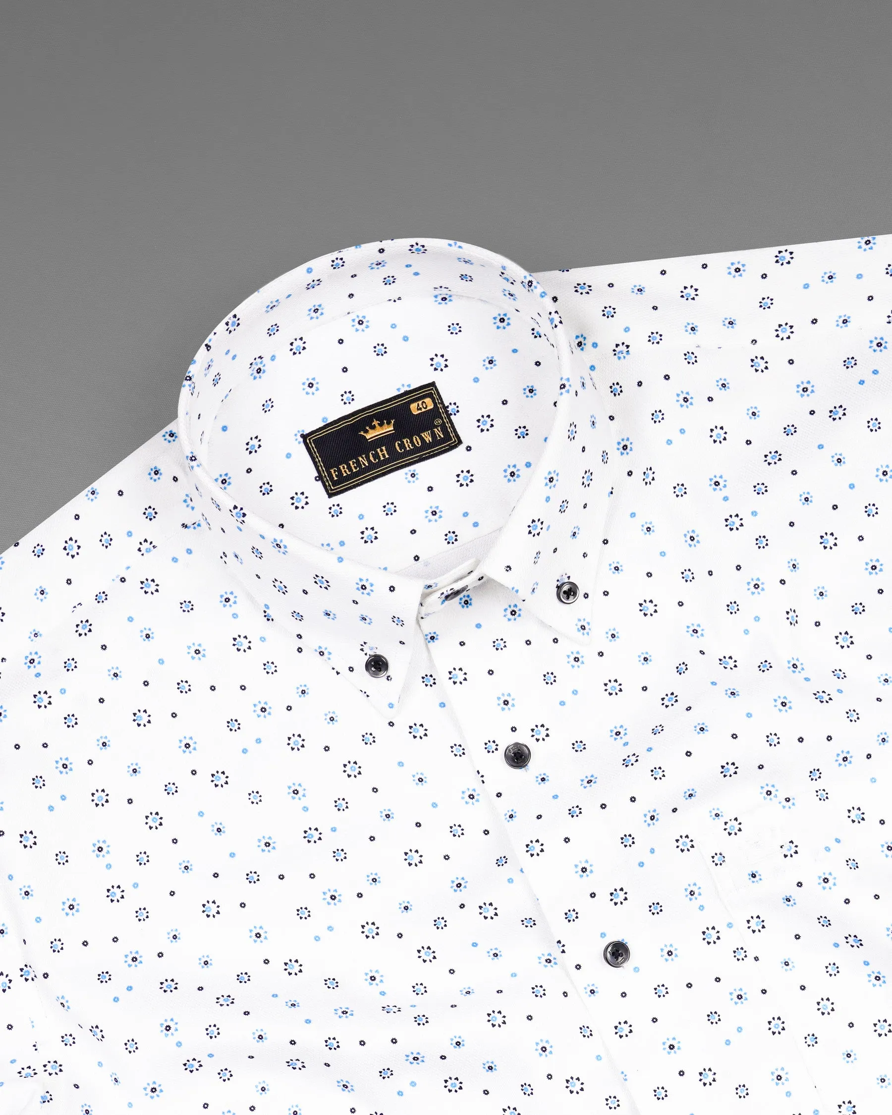 Bright White Dobby Textured Premium Giza Cotton Shirt sold by French Crown product image thumbnail 4