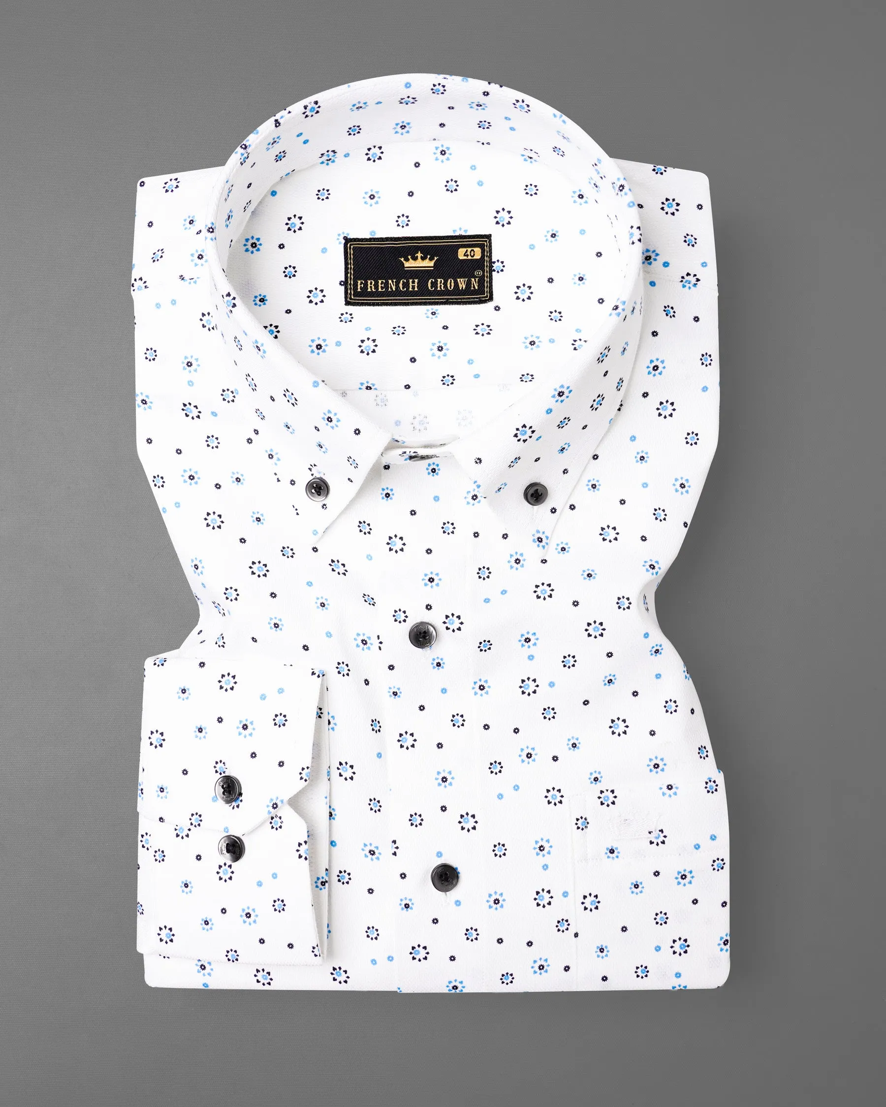 Bright White Dobby Textured Premium Giza Cotton Shirt sold by French Crown product image thumbnail 3