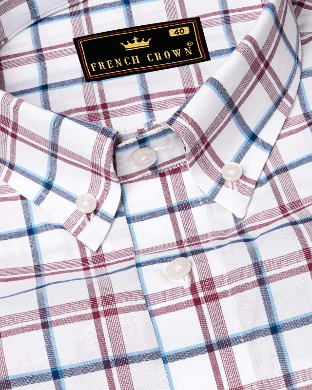 Bright White Plaid Premium Cotton Shirt sold by French Crown