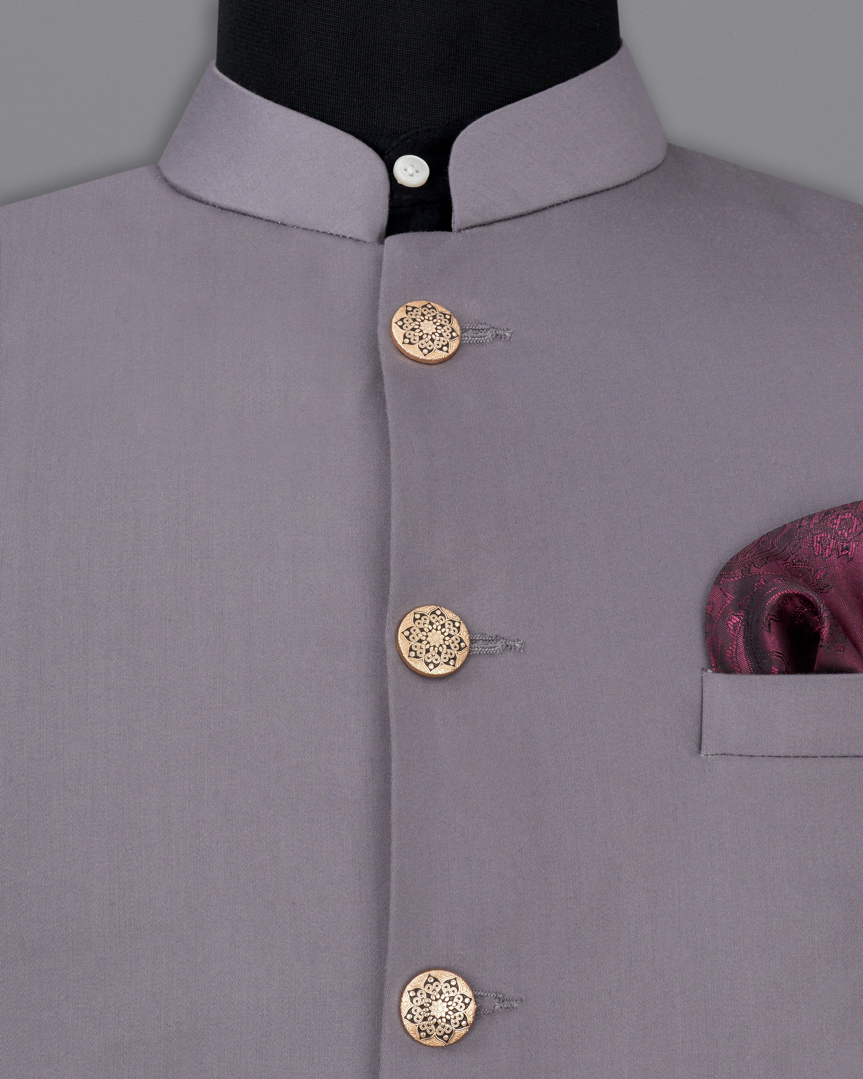 Light Gray Subtle Sheen Bandhgala Blazer sold by French Crown product image thumbnail 4