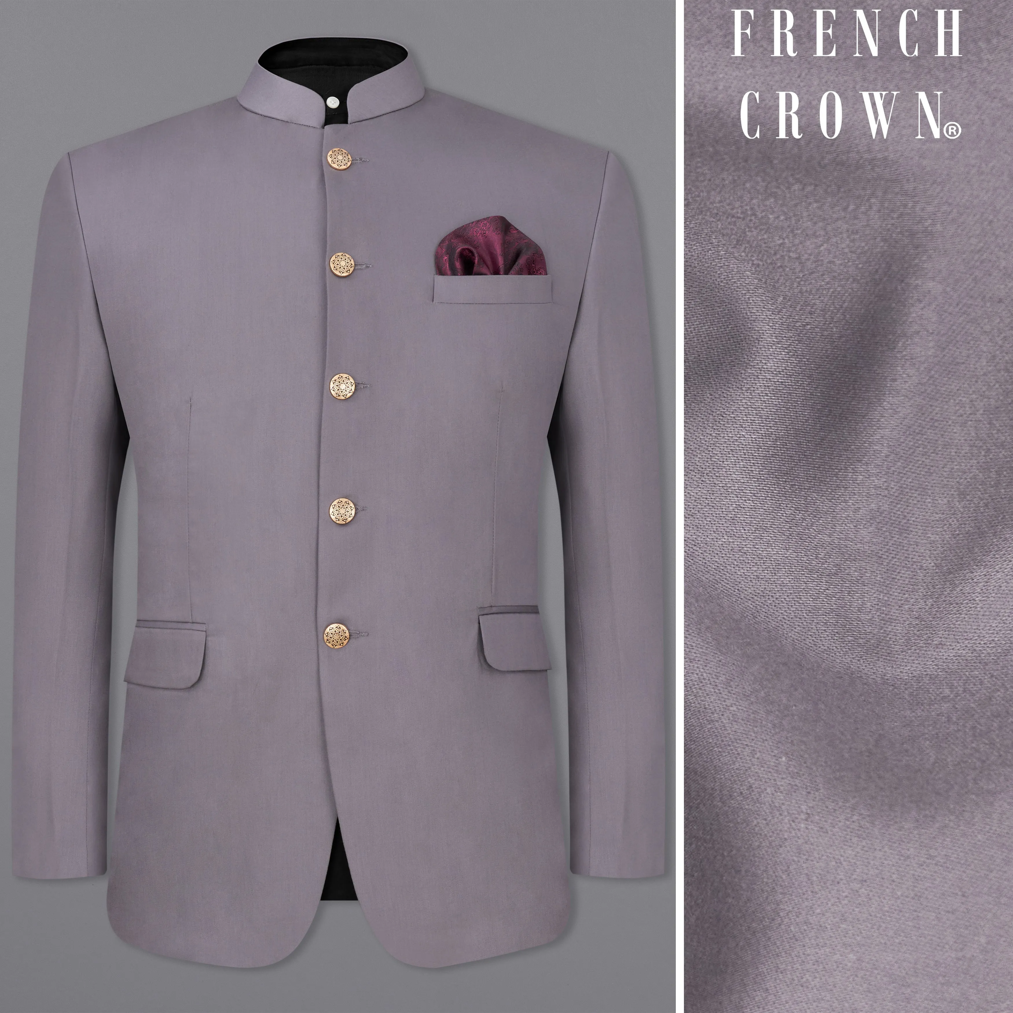 Light Gray Subtle Sheen Bandhgala Blazer sold by French Crown